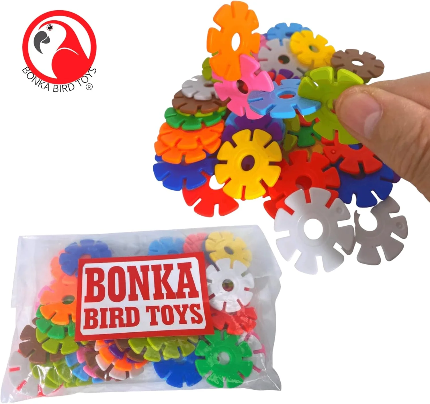 اسباب بازی پرندگان بونکا مدل 3839 دانه های برف گرد، بسته 50 عددی، قطر 1 اینچ