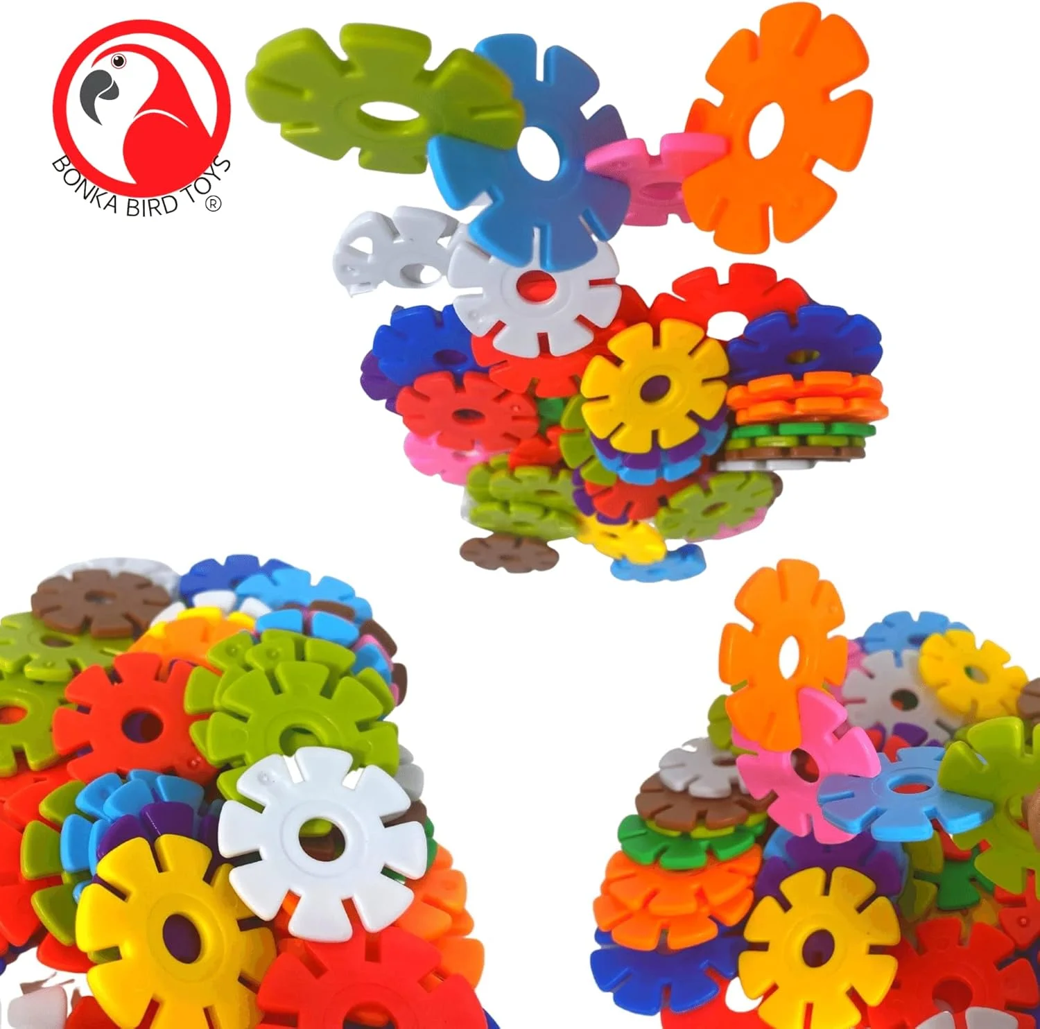 اسباب بازی پرندگان بونکا مدل 3839 دانه های برف گرد، بسته 50 عددی، قطر 1 اینچ