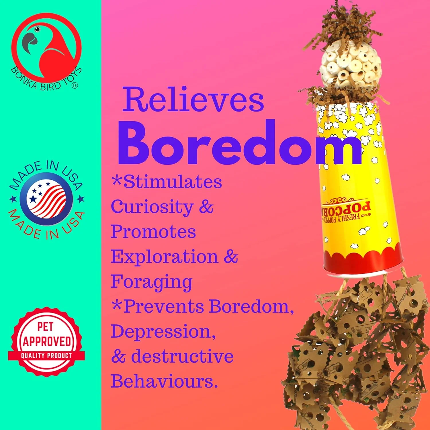 اسباب بازی پرنده متوسط بزرگ Bonka Bird Toys 2322 مدل Popcorn Crumble، اسباب بازی جویدنی از جنس کاغذ پاپ کورن، مقوا، طناب، سولا و آتا مناسب برای آمازون ها، کانورها، کاسکوهای آفریقایی و سایر پرندگان مشابه اسباب بازی پرنده متوسط بزرگ Bonka Bird Toys 2322 مدل Popcorn Crumble، اسباب بازی جویدنی از جنس کاغذ پاپ کورن، مقوا، طناب، سولا و آتا مناسب برای آمازون ها، کانورها، کاسکوهای آفریقایی و سایر پرندگان مشابه