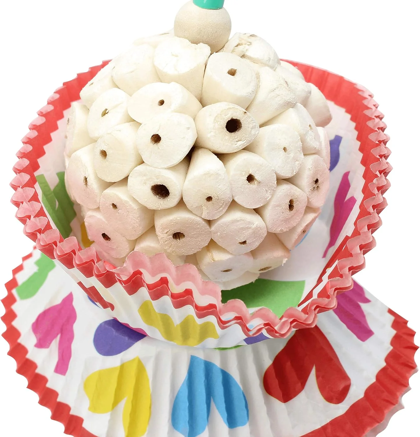 اسباب بازی پرنده بونکا طرح قلب خندان کیک فنجانی استتاری مناسب طوطی، قفس عروس هلندی، کاسکو خاکستری آفریقایی چند رنگ مدل 1925H