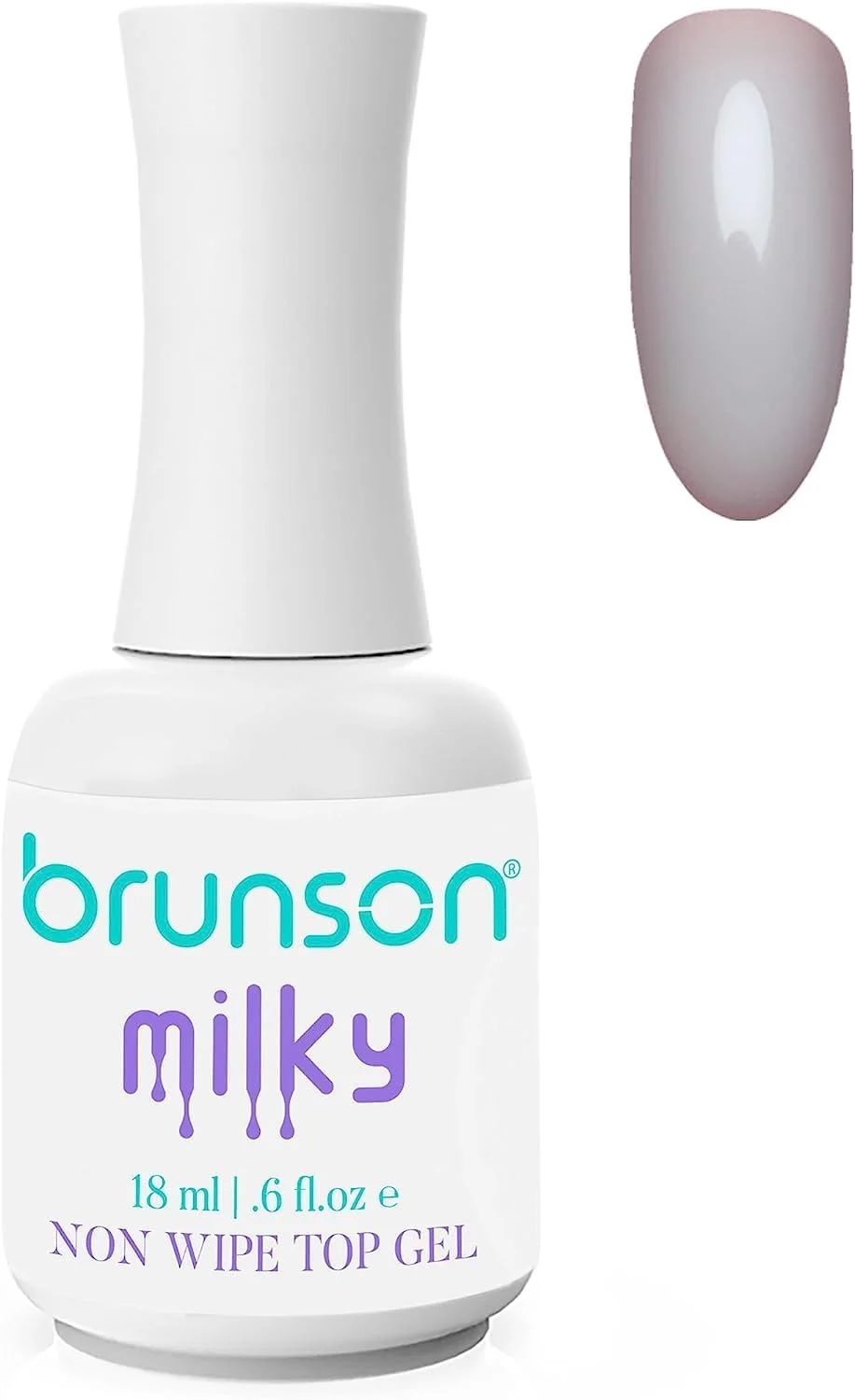 لاک ژل تاپ کت شیری برانسون، لاک ژل تاپ کت 18 میلی لیتر، لاک ژل تاپ کت بدون پد LED/UV، ست لاک ژل