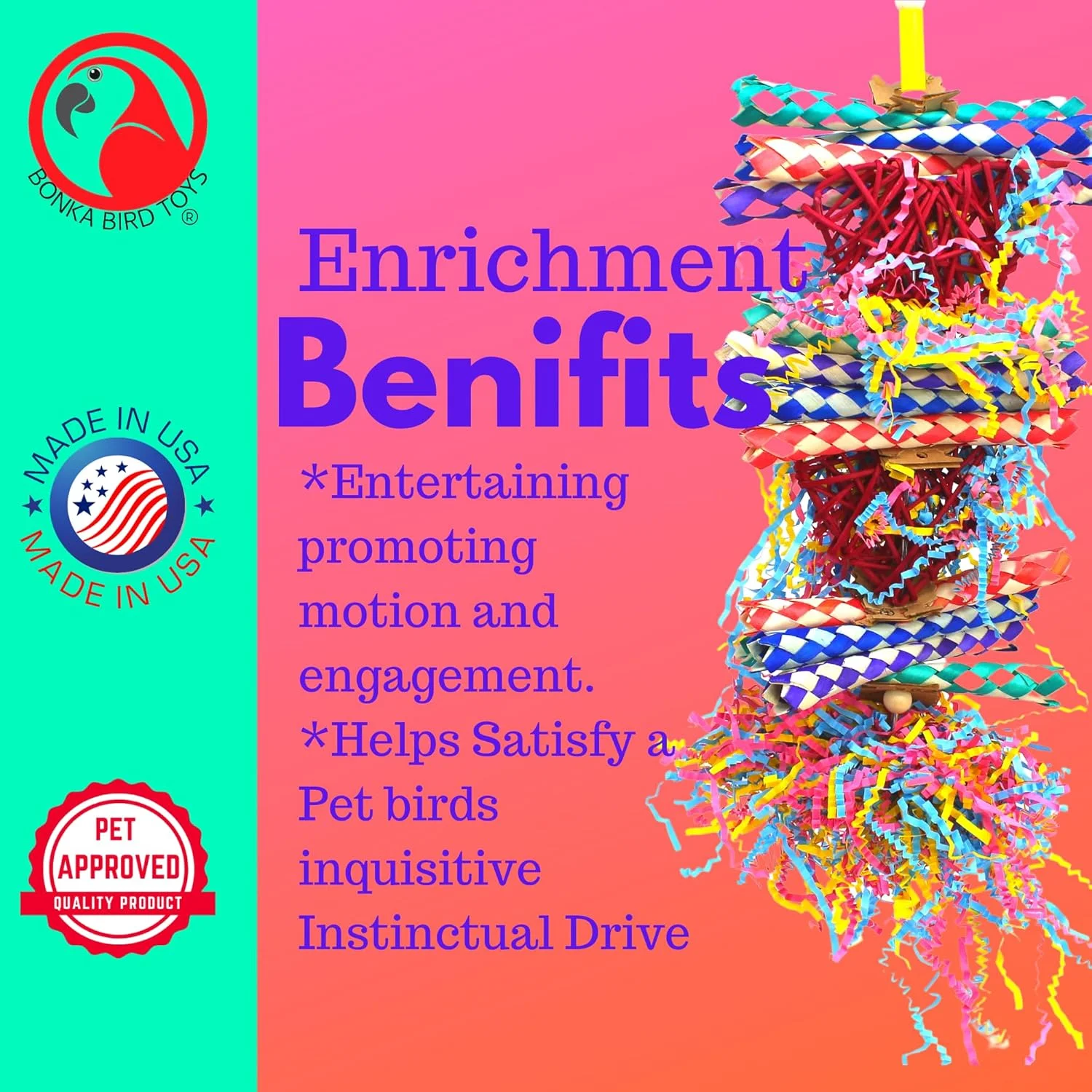 اسباب بازی پرندگان بونکا مدل Duo Foraging Heart Star Shred، مناسب قفس طوطی، عروس هلندی، کاسکو، کانور، چند رنگ 1042 اسباب بازی پرندگان بونکا مدل Duo Foraging Heart Star Shred، مناسب قفس طوطی، عروس هلندی، کاسکو، کانور، چند رنگ 1042