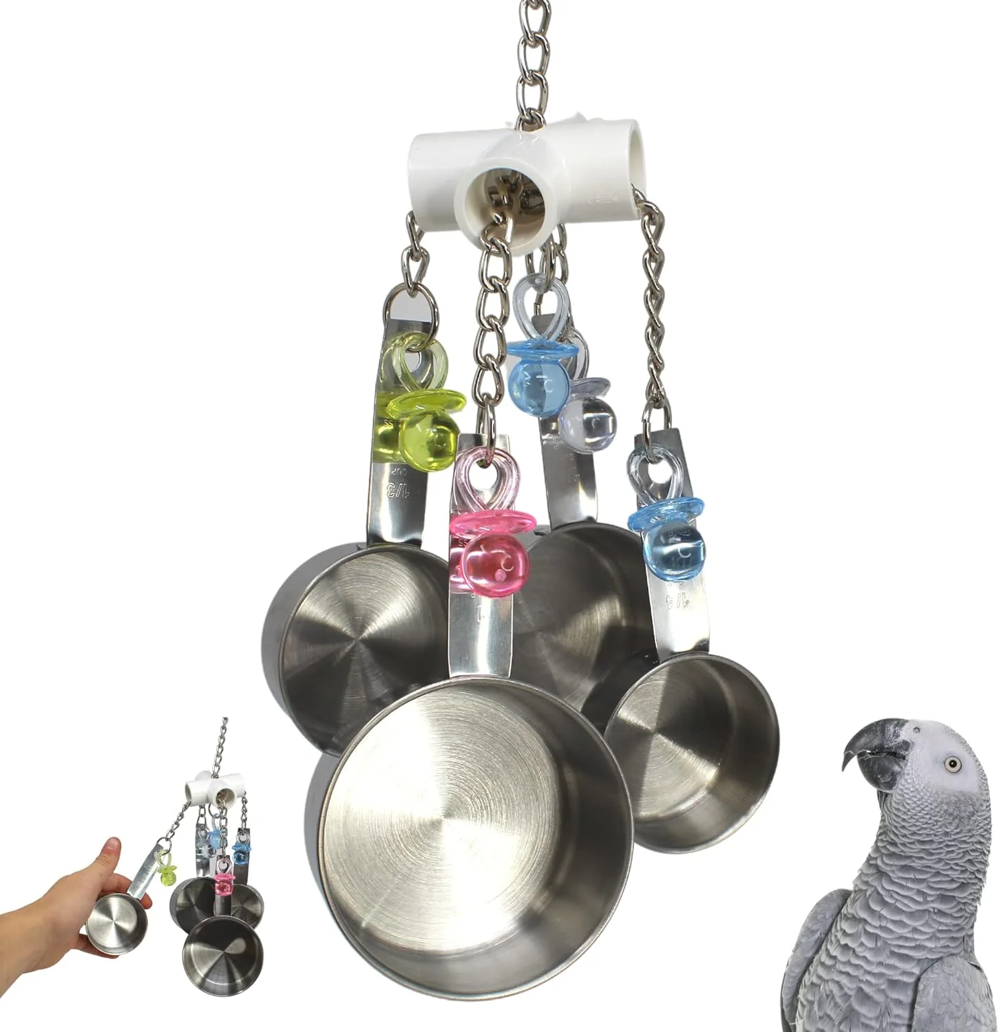 اسباب بازی طوطی Bonka Bird Toys مدل Clacker مناسب قفس طوطی خاکستری آفریقایی، آمازون، کانور و کاکادو