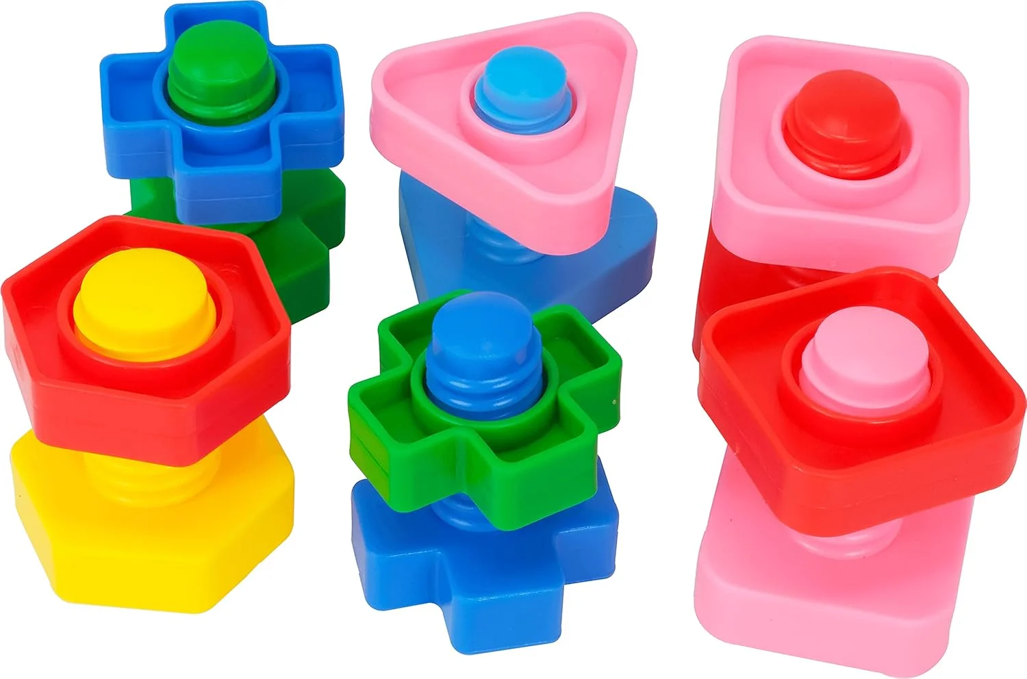 اسباب بازی پرندگان بونکا مدل 3505 بسته 6 عددی مهره و پیچ بزرگ رنگارنگ جذاب پیچ بزرگ اسباب بازی تعاملی پا و منقار طوطی کاکادو آمازون خاکستری آفریقایی ماکائو