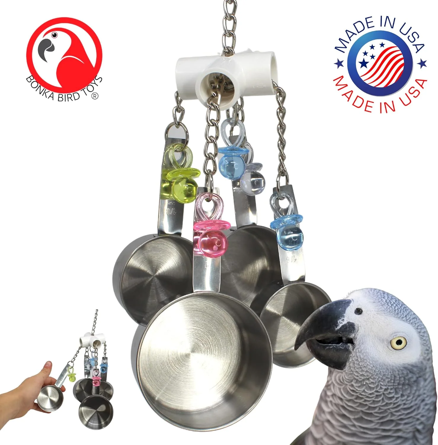 اسباب بازی طوطی Bonka Bird Toys مدل Clacker مناسب قفس طوطی خاکستری آفریقایی، آمازون، کانور و کاکادو اسباب بازی طوطی Bonka Bird Toys مدل Clacker مناسب قفس طوطی خاکستری آفریقایی، آمازون، کانور و کاکادو