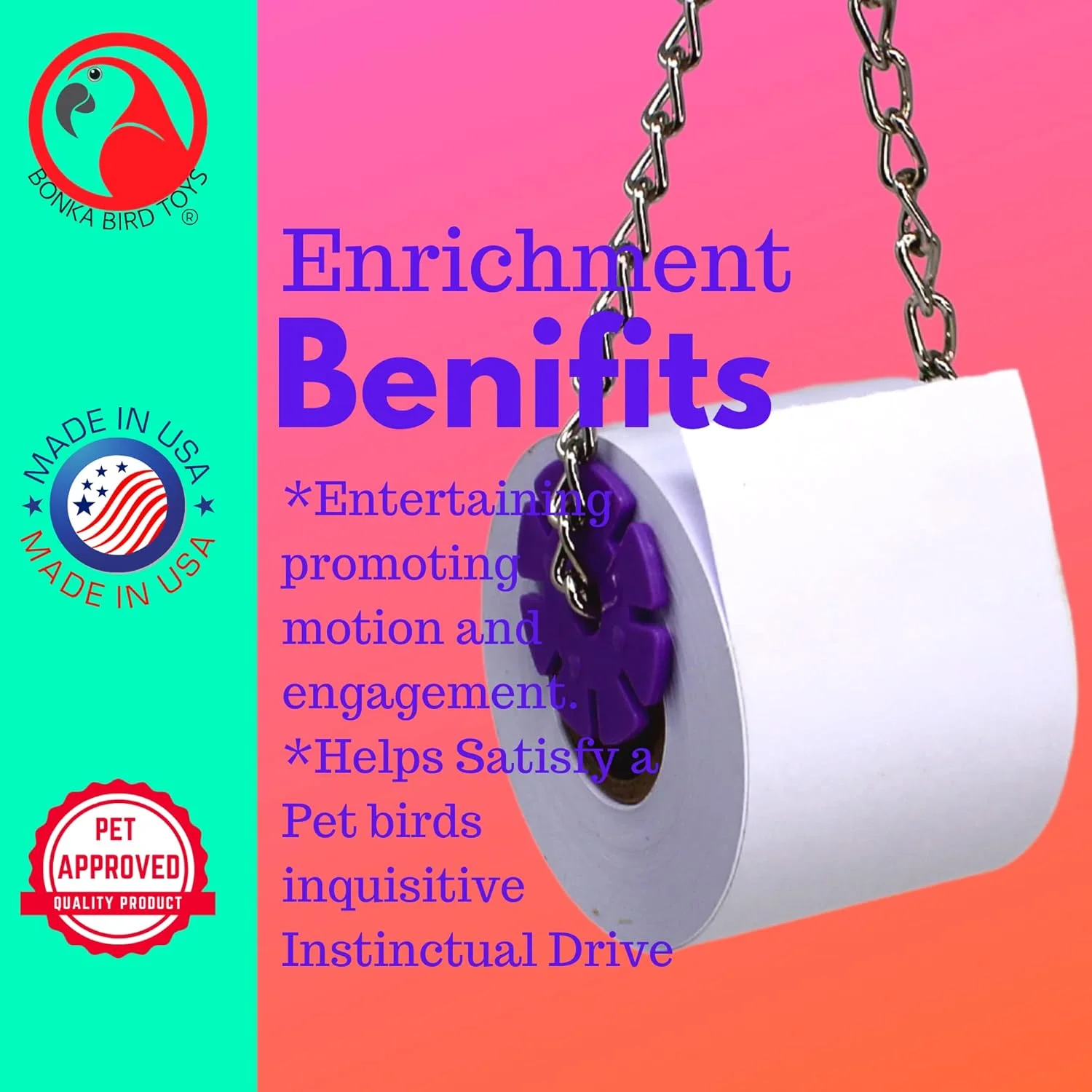 اسباب بازی پرندگان Bonka Bird Toys 2310 Mini Shred Roller، رول کاغذی جویدنی آویزان برای جستجوی غذا، دیسک های پلاستیکی، مناسب برای عروس هلندی، مرغ عشق، کانور و سایر پرندگان با اندازه مشابه اسباب بازی پرندگان Bonka Bird Toys 2310 Mini Shred Roller، رول کاغذی جویدنی آویزان برای جستجوی غذا، دیسک های پلاستیکی، مناسب برای عروس هلندی، مرغ عشق، کانور و سایر پرندگان با اندازه مشابه