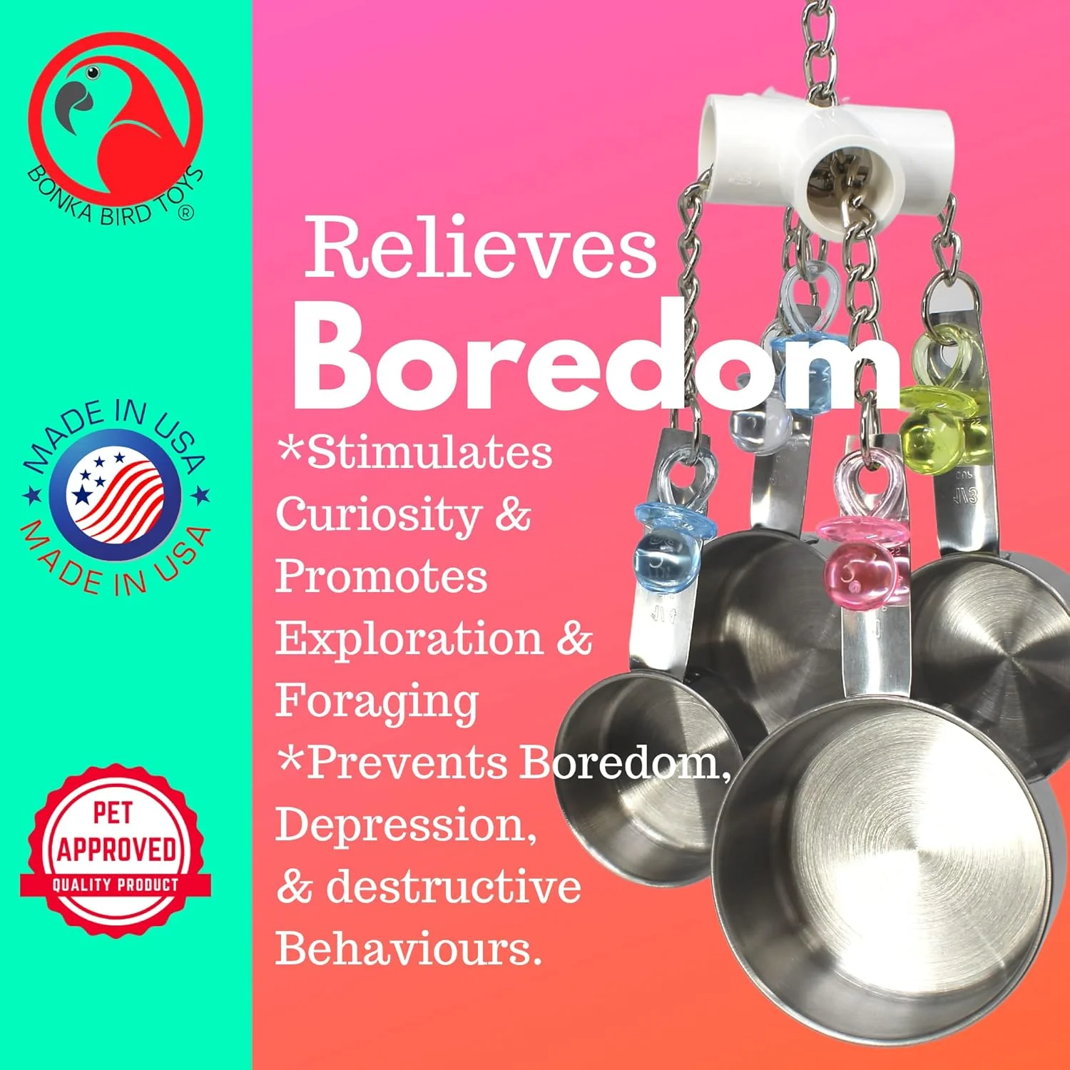 اسباب بازی طوطی Bonka Bird Toys مدل Clacker مناسب قفس طوطی خاکستری آفریقایی، آمازون، کانور و کاکادو اسباب بازی طوطی Bonka Bird Toys مدل Clacker مناسب قفس طوطی خاکستری آفریقایی، آمازون، کانور و کاکادو