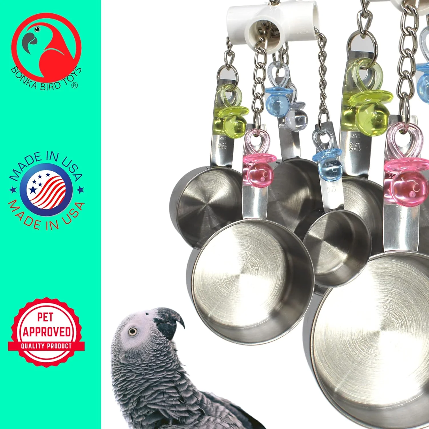 اسباب بازی طوطی Bonka Bird Toys مدل Clacker مناسب قفس طوطی خاکستری آفریقایی، آمازون، کانور و کاکادو اسباب بازی طوطی Bonka Bird Toys مدل Clacker مناسب قفس طوطی خاکستری آفریقایی، آمازون، کانور و کاکادو