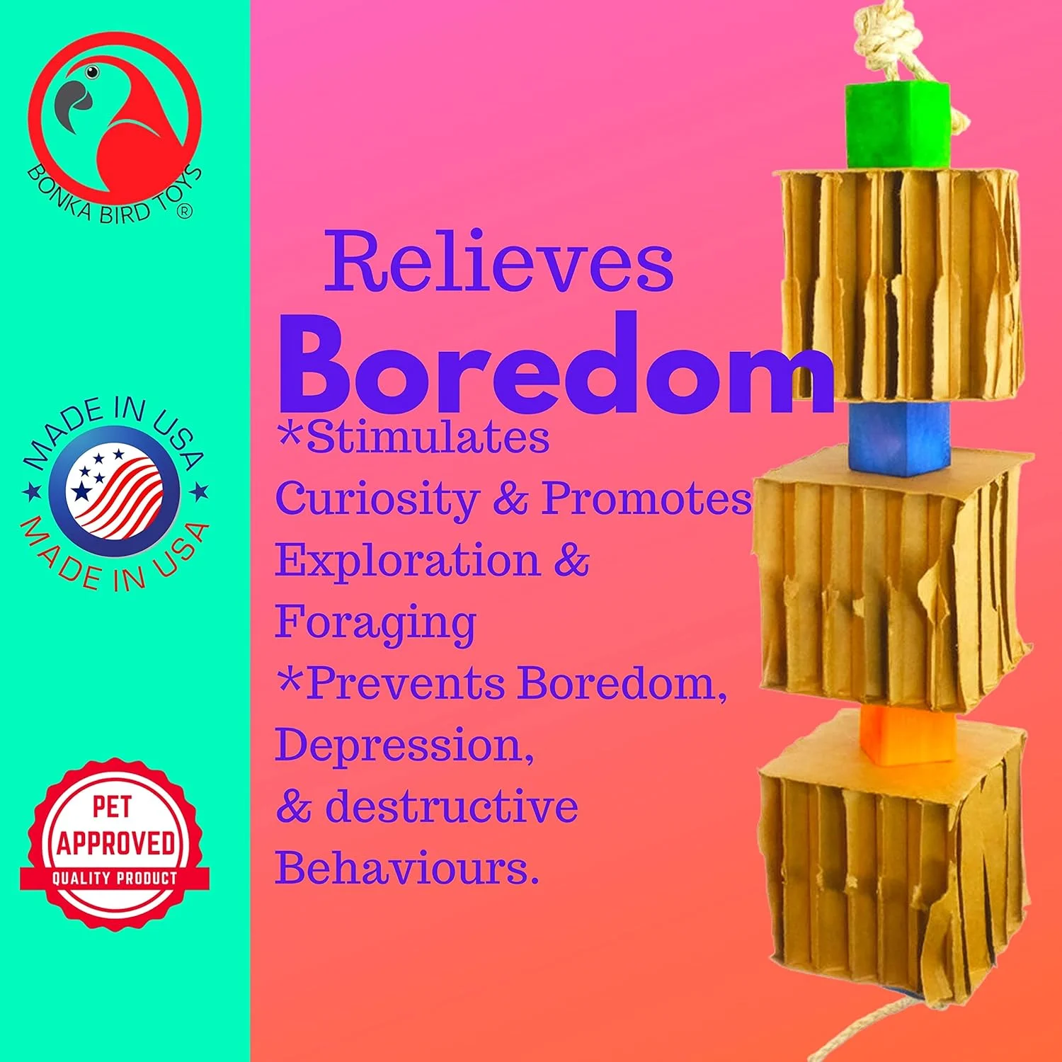 اسباب بازی پرنده بزرگ سه تایی بلوک و مکعب Bonka Bird Toys 3749، مناسب برای طوطی خاکستری آفریقایی آمازون اسباب بازی پرنده بزرگ سه تایی بلوک و مکعب Bonka Bird Toys 3749، مناسب برای طوطی خاکستری آفریقایی آمازون