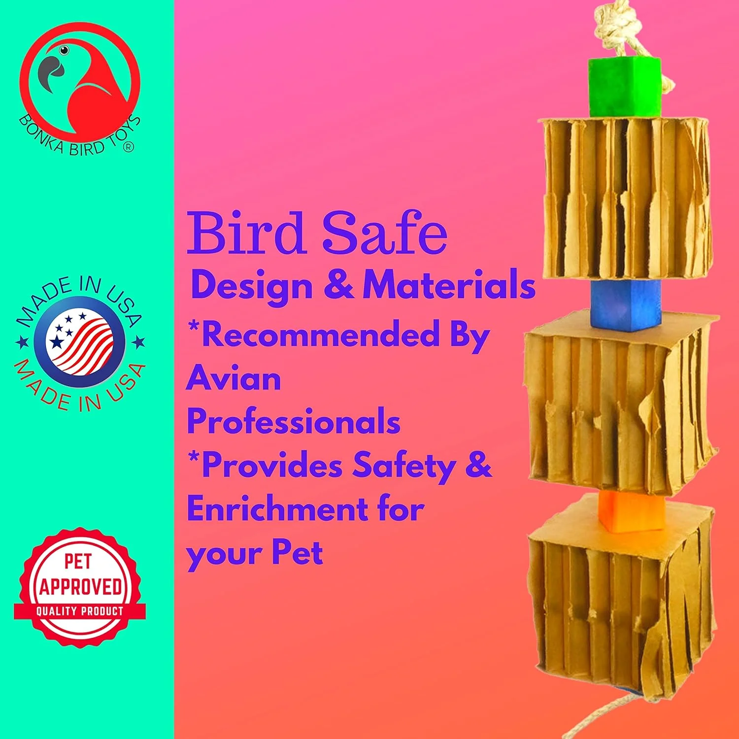 اسباب بازی پرنده بزرگ سه تایی بلوک و مکعب Bonka Bird Toys 3749، مناسب برای طوطی خاکستری آفریقایی آمازون اسباب بازی پرنده بزرگ سه تایی بلوک و مکعب Bonka Bird Toys 3749، مناسب برای طوطی خاکستری آفریقایی آمازون