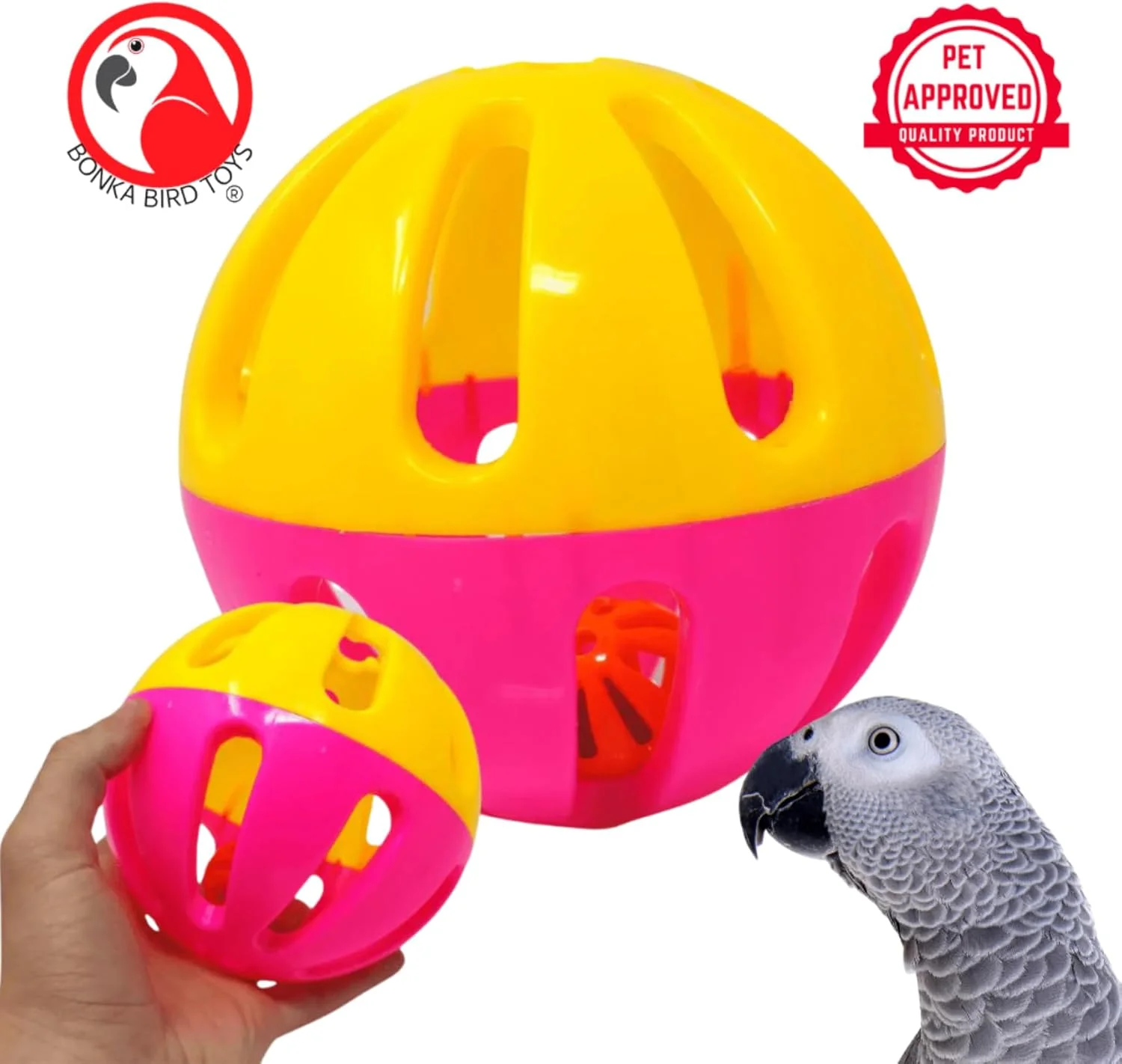 اسباب بازی پرنده بونکا مدل 2008 توپ پلاستیکی بزرگ 5 اینچی مناسب طوطی، بازی و جستجو، مناسب برای پنجه و چنگال، مناسب برای ماکائو، کاکادو، گربه، سگ های کوچک، مناسب برای ساخت کاردستی، مناسب برای نوزاد و کودک، مناسب برای قفس های کاکادو