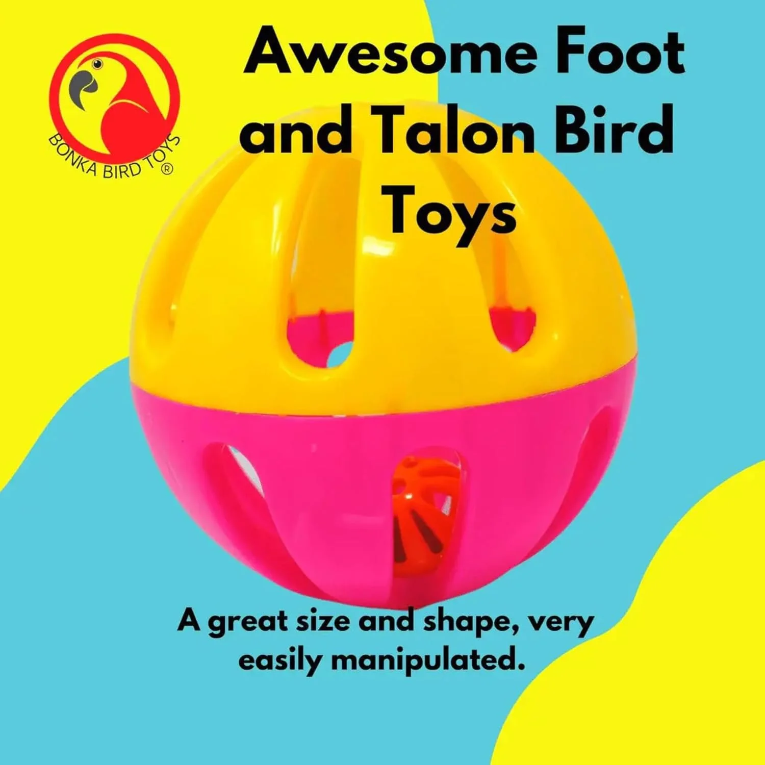 اسباب بازی پرنده بونکا مدل 2008 توپ پلاستیکی بزرگ 5 اینچی مناسب طوطی، بازی و جستجو، مناسب برای پنجه و چنگال، مناسب برای ماکائو، کاکادو، گربه، سگ های کوچک، مناسب برای ساخت کاردستی، مناسب برای نوزاد و کودک، مناسب برای قفس های کاکادو