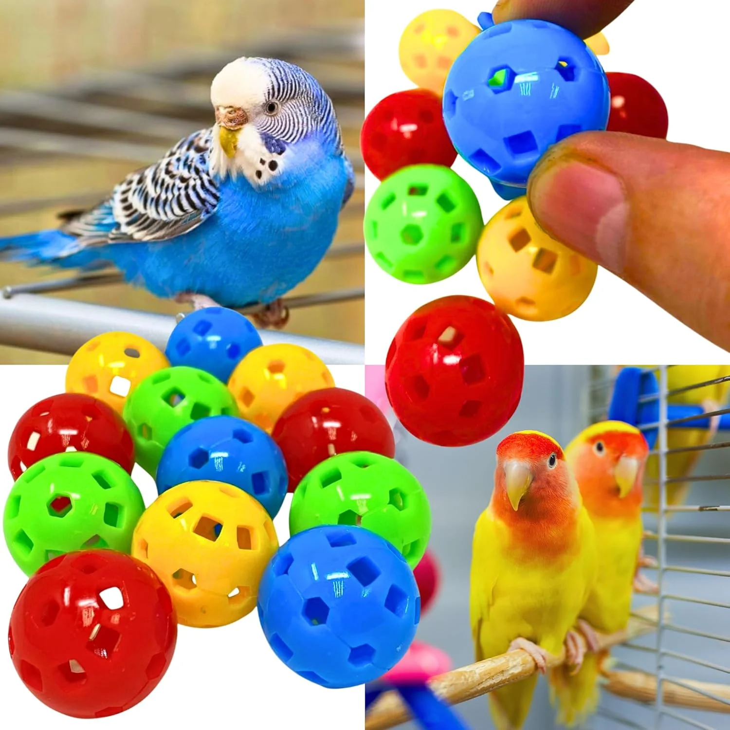 بونکا اسباب بازی پرندگان 1492 بسته 12 عددی توپ های پلاستیکی سخت کوچک قطعات طوطی کاردستی بازی با پا کودکان