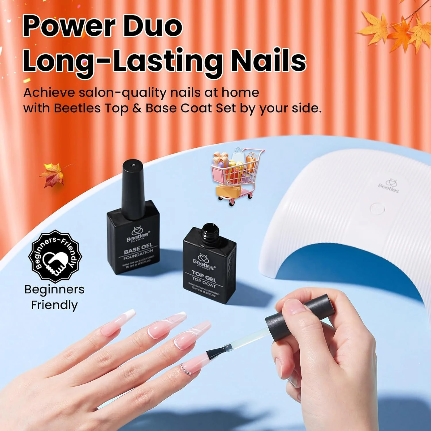 مجموعه لاک ژل بیس و تاپ کت بدون نیاز به پاک کردن Beetles - دو عدد 15 میلی لیتر، فوق العاده براق و ماندگاری طولانی، نیاز به لامپ UV/LED، هدیه طراحی ناخن پاییزی هالووین مجموعه لاک ژل بیس و تاپ کت بدون نیاز به پاک کردن Beetles - دو عدد 15 میلی لیتر، فوق العاده براق و ماندگاری طولانی، نیاز به لامپ UV/LED، هدیه طراحی ناخن پاییزی هالووین