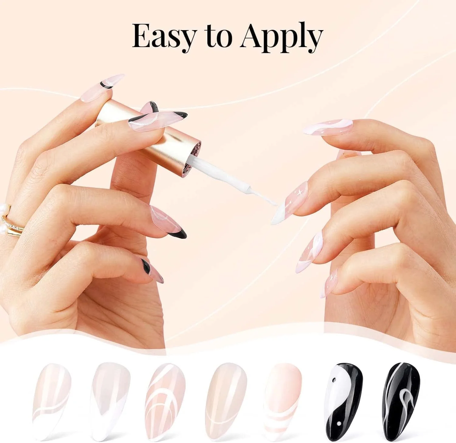 لاک ژل طراحی ناخن Beetles، لاینر ژل - 1 عدد 7 میلی لیتر رنگ سفید کلاسیک، رنگ ژل طراحی ناخن برای ایجاد خطوط نازک فرانسوی، قلم موی طراحی ناخن در خودکار ژلی، مناسب مانیکور سالنی، طراحی ناخن کریسمس