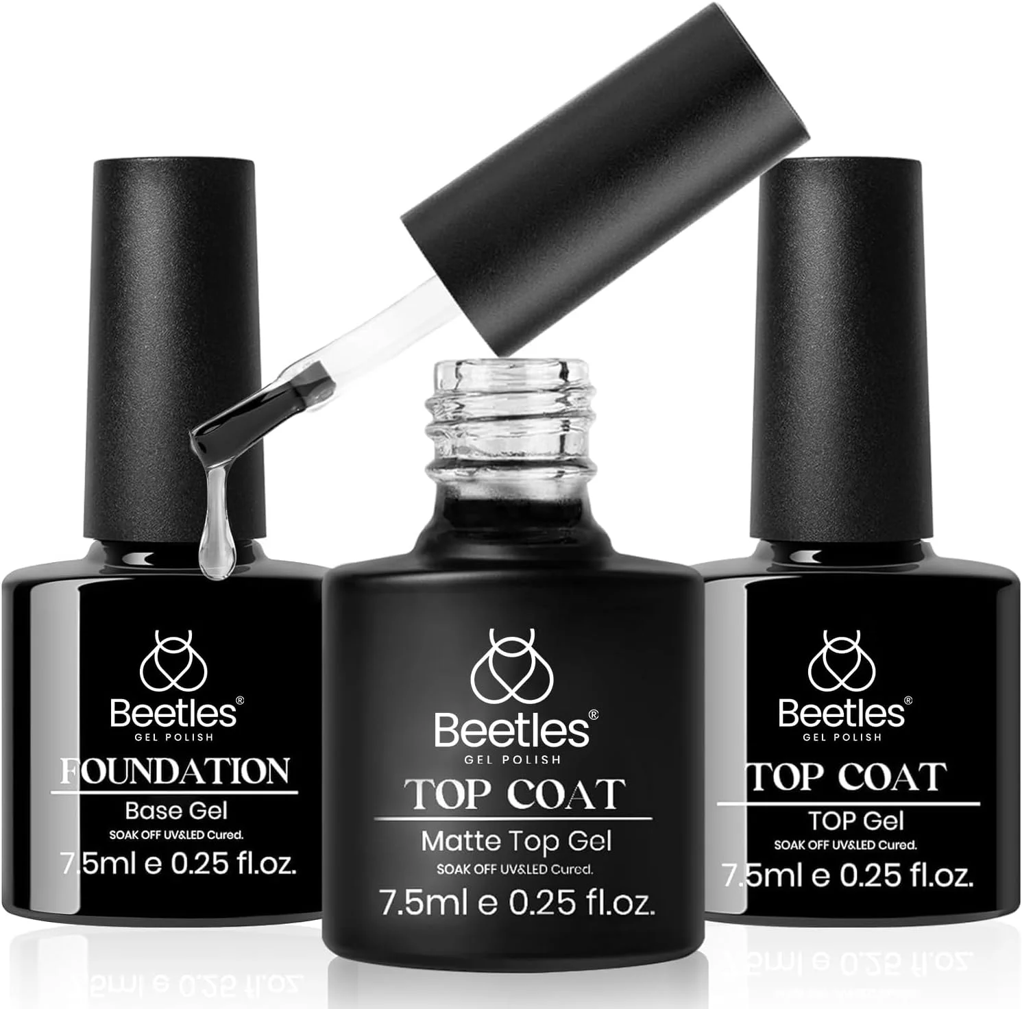 مجموعه لاک ژل مات و براق بیتلز - لاک ژل بیس کت، تاپ کت بدون نیاز به دستمال، براق و ماندگاری بالا، قابل برداشتن با خیساندن در استون، UV LED، حجم 7.5 میلی لیتر مجموعه لاک ژل مات و براق بیتلز - لاک ژل بیس کت، تاپ کت بدون نیاز به دستمال، براق و ماندگاری بالا، قابل برداشتن با خیساندن در استون، UV LED، حجم 7.5 میلی لیتر