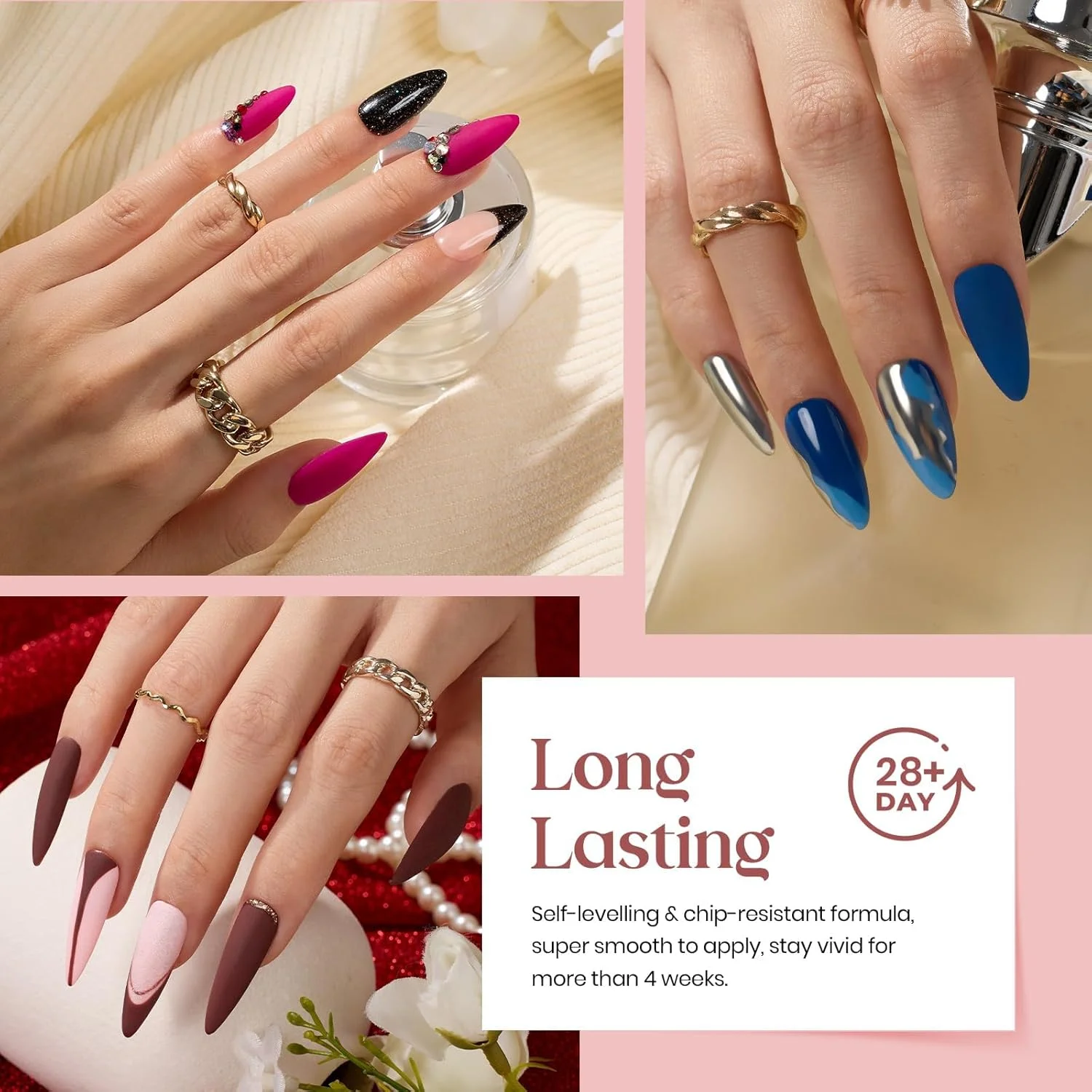 ست لاک ژل 23 عددی کریسمس بیتلز به همراه 3 عدد بیس کت، تاپ کت مات و براق، کیت لاک ژل اکلیلی صورتی خاکستری آبی شرابی، کیت مدرن موس، لاک ژل یو وی مناسب هدیه کریسمس برای زنان و دختران