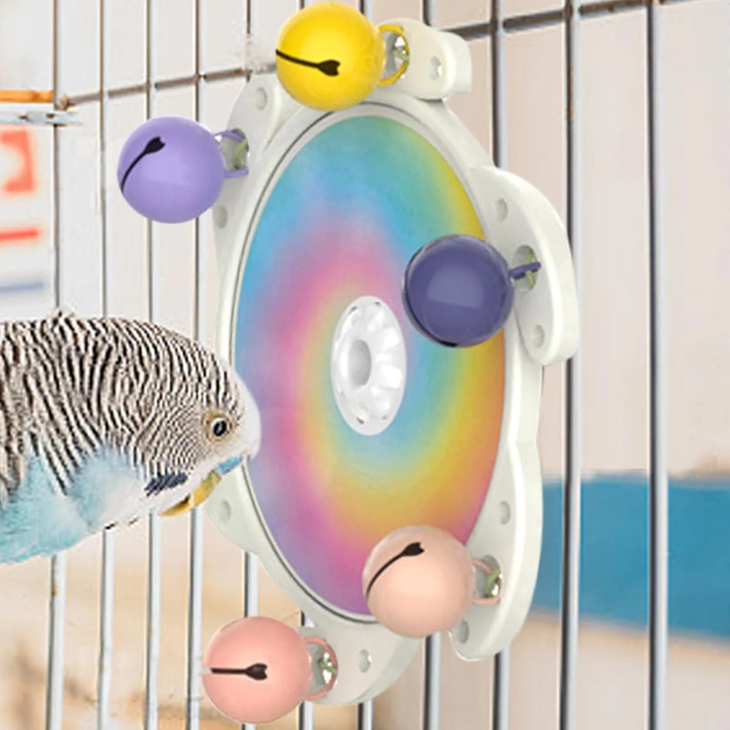 اسباب بازی پرنده برای مرغ عشق، اسباب بازی قفس پرنده طوطی چرخشی - همراه سرگرمی تعاملی پازل جویدنی خنده دار برای حیوانات خانگی، کانور، لوریکیت، عروس هلندی