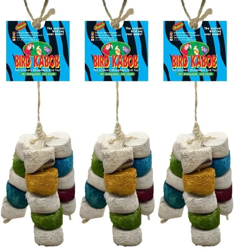 اسباب بازی جویدنی پرنده برد کباب وسکو - چیکیتو 11" ارتفاع x 4.5" طول - بسته 3 عددی اسباب بازی جویدنی پرنده برد کباب وسکو - چیکیتو 11" ارتفاع x 4.5" طول - بسته 3 عددی