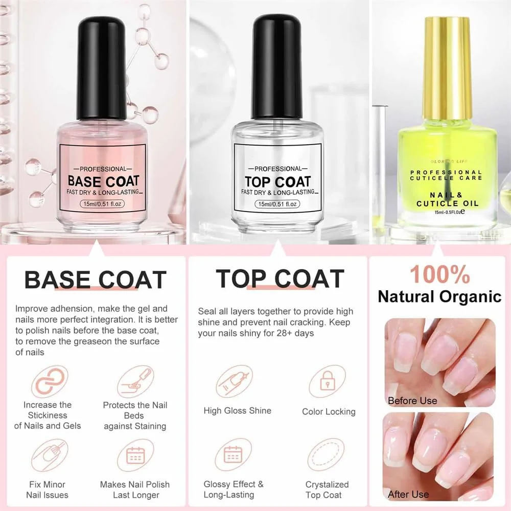 ست لاک خشکشونده سریع، بیس کت Azonee، تاپ کت و روغن کوتیکول، 15 میلیلیتر، براق، ماندگاری بالا، خشکشونده در هوا، غیر ژلی، عالی برای مانیکور خانگی ست لاک خشکشونده سریع، بیس کت Azonee، تاپ کت و روغن کوتیکول، 15 میلیلیتر، براق، ماندگاری بالا، خشکشونده در هوا، غیر ژلی، عالی برای مانیکور خانگی