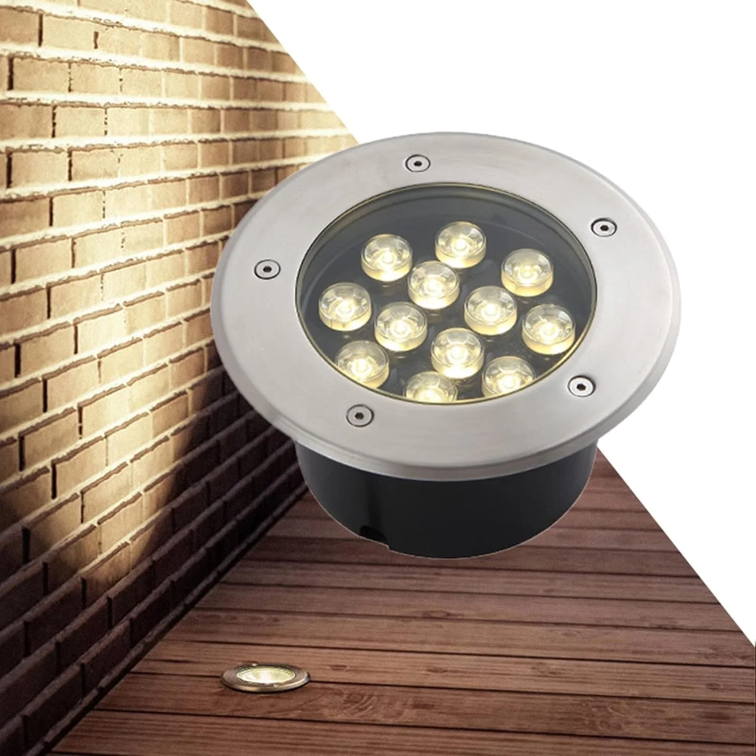 چراغ ال ای دی زیرزمینی باغی، چراغ زمینی بیرونی ضد آب IP66 ولتاژ پایین AC12/24V چراغ های دفنی توکار برای پیاده رو، راهرو، عرشه، پاسیو، چراغ های منظره تزئینی (سفید گرم 6 وات)