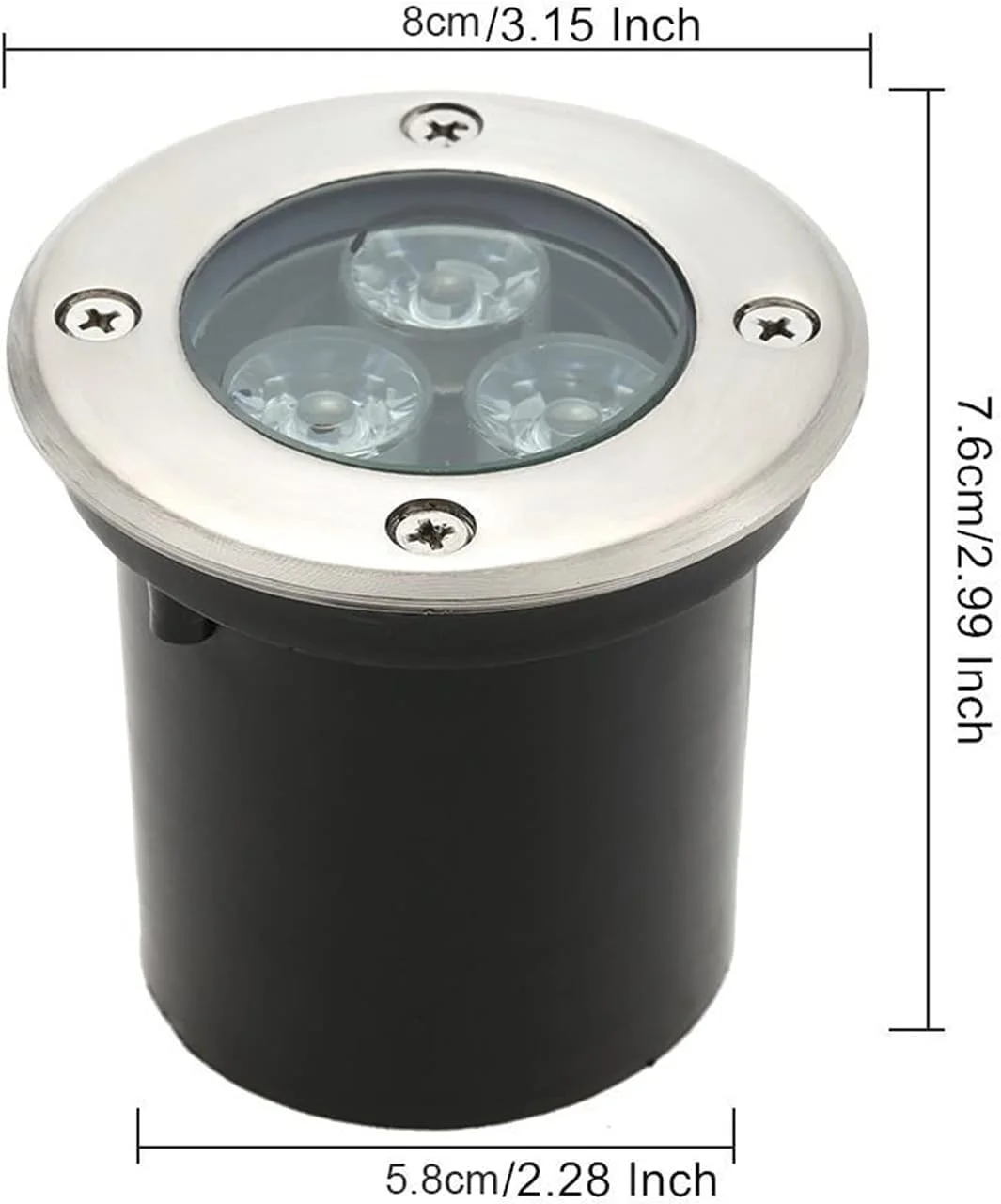 چراغ ال ای دی زیرزمینی نورپردازی محوطه بیرونی 6 عددی 3 وات IP67 ضد آب چراغ توکار زمینی برای باغ، مسیر، عرشه، حیاط، 6 عددی (زرد 3 وات)