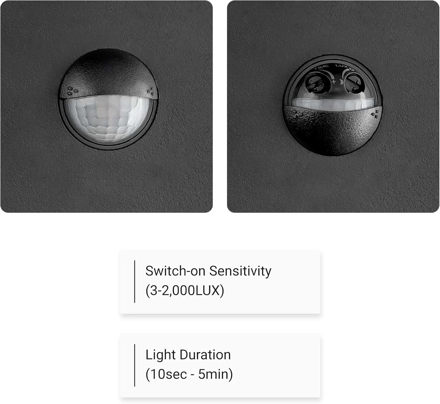 چراغ LED فضای باز SEBSON با سنسور حرکتی 9 متر/140 درجه - روشنایی فضای باز آنتراسیت 15 وات 1300 لومن 5800 کلوین - چراغ دیواری IP65