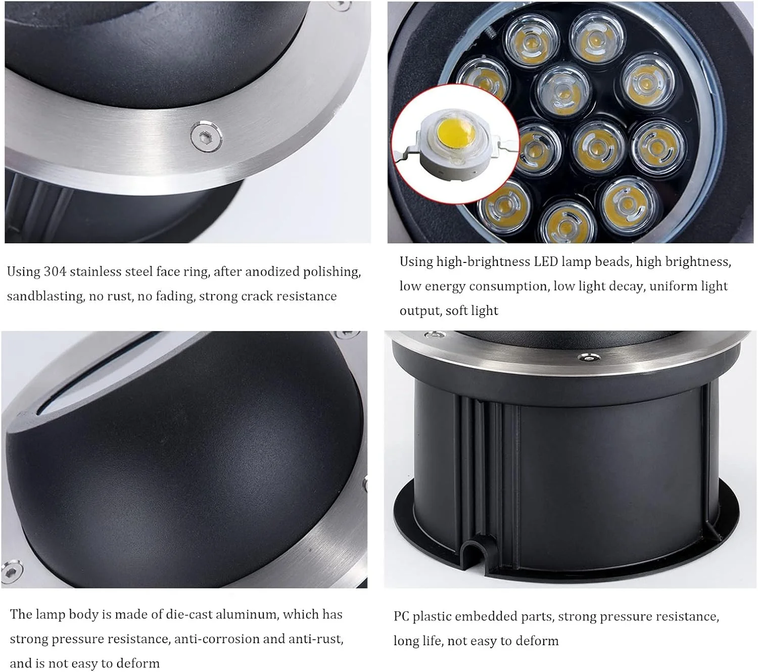 چراغ های توکار زمینی چراغ LED زیرزمینی 12/24 ولت ولتاژ پایین چراغ های عرشه IP67 ضد آب نورپردازی منظره باغ برای چمن، مسیر (قرمز 12 وات)