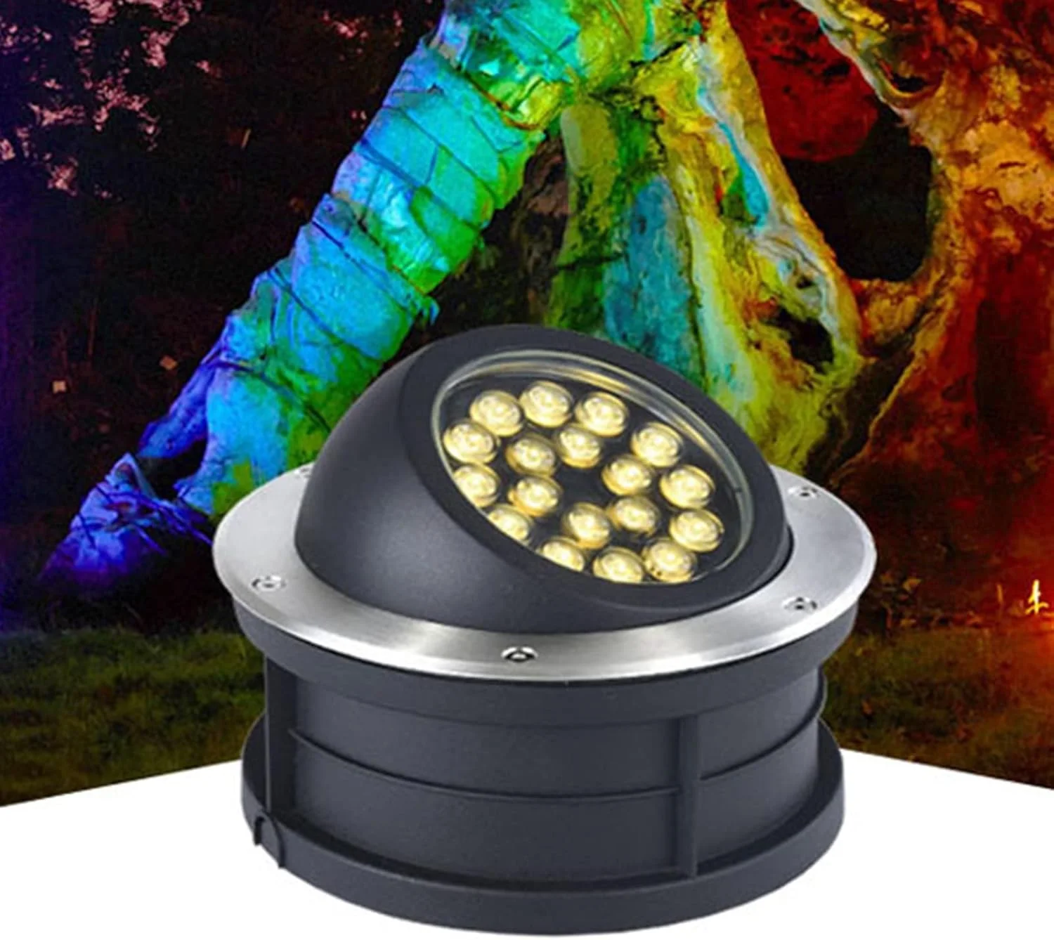 چراغ های توکار زمینی LED بیرونی، چراغ زیرزمینی 12/24 ولت ولتاژ پایین، چراغ های عرشه ضد آب IP67، نورپردازی محوطه باغ برای چمن، مسیر (سبز 9 وات)