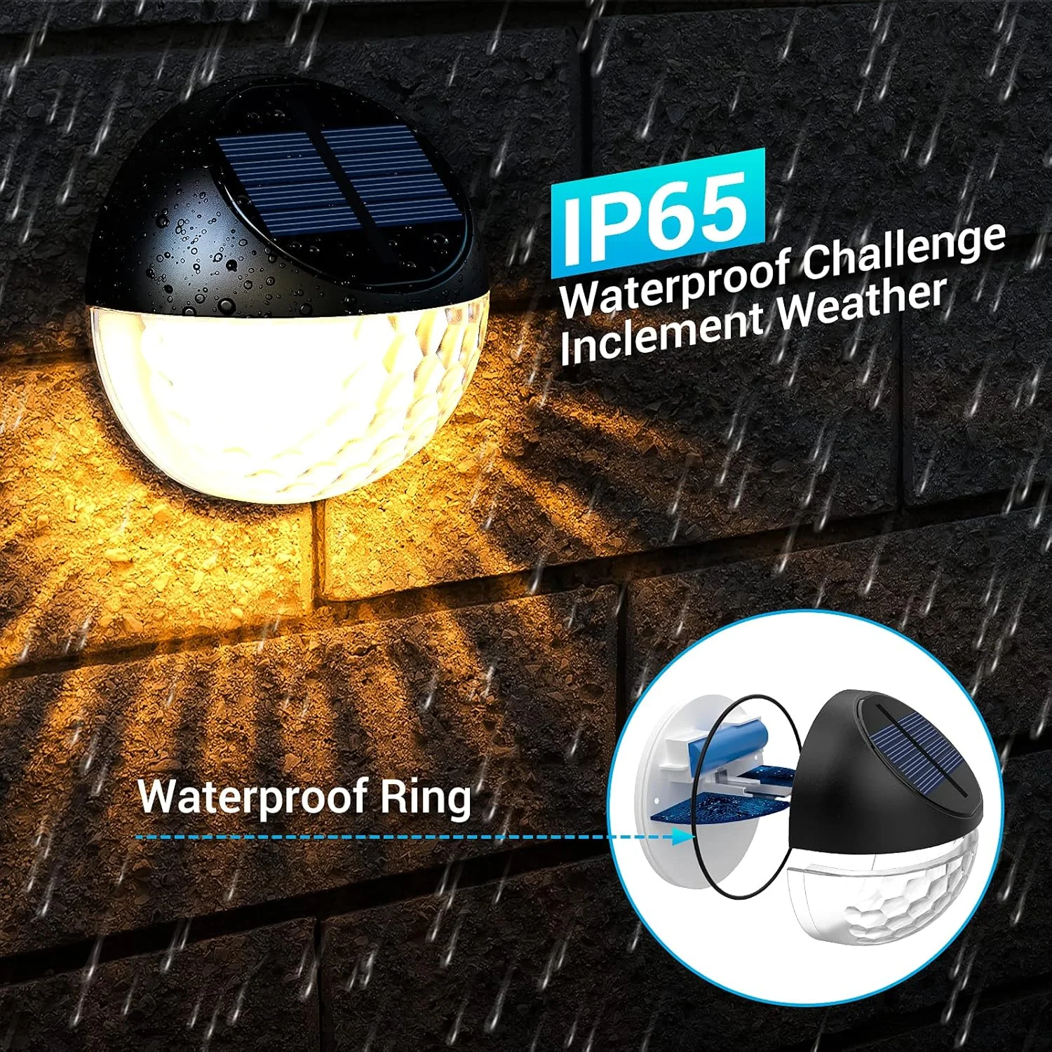 چراغ های خورشیدی فضای باز Quntis بسته 4 عددی، چراغ های خورشیدی ضد آب IP65 برای حصار، چراغ های خورشیدی LED با روشن/خاموش خودکار، چراغ های خورشیدی سفید گرم برای باغ، دیوار، عرشه، حیاط، راه پله، مسیر و ایوان