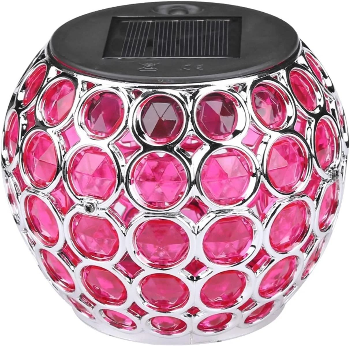 چراغ های حیاطی LED خورشیدی توپی آویز توخالی، چراغ های چمنی به سبک روستایی، ضد آب، مناسب مسیر، حیاط، نورپردازی تزئینی (صورتی)