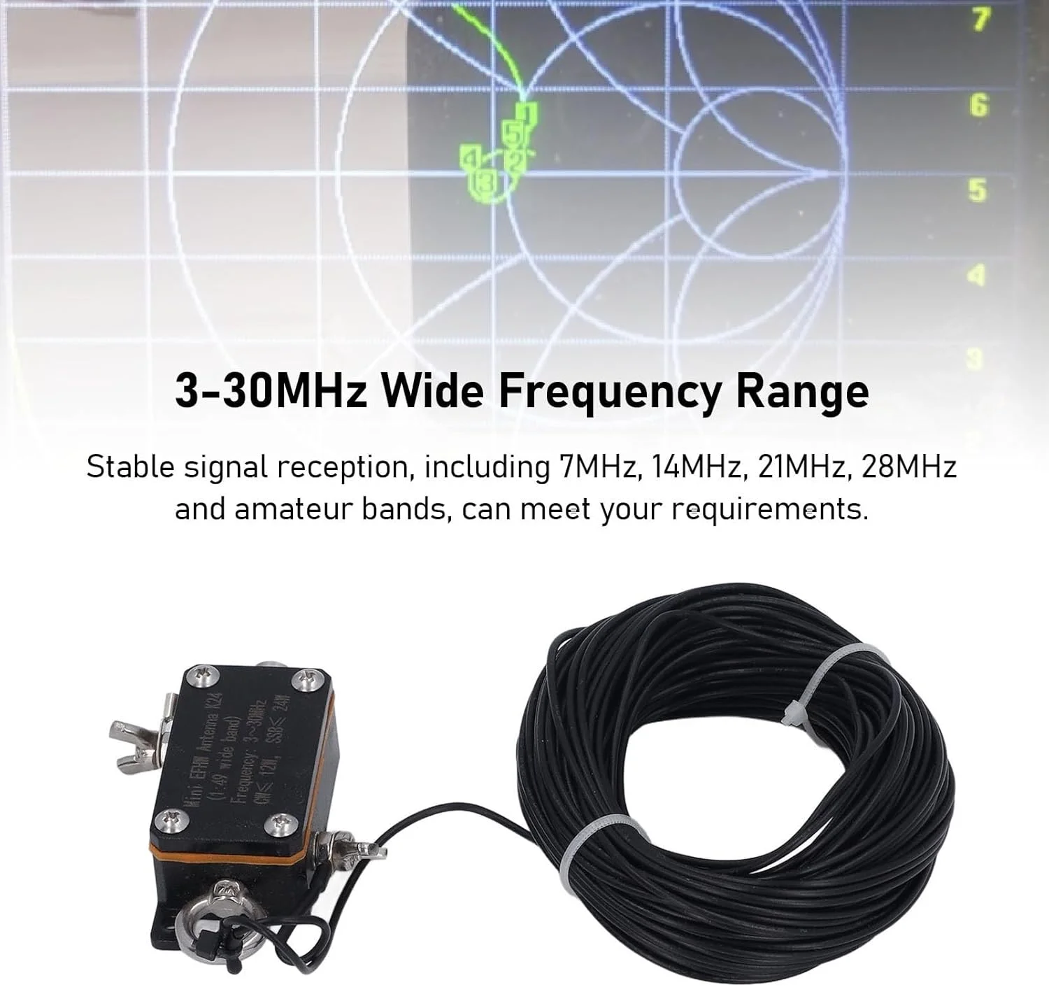 آنتن مینی EFHW زوپسک، آنتن موج کوتاه بالون 1:49 3-30 مگاهرتز رابط استاندارد فشرده آنتن نیم موج تغذیه انتهایی
