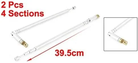 آنتن تلسکوپی تلویزیون چرخشی فولادی XYWHPGV با 4 بخش، طول 39.5 سانتی متر، 2 عدد در بسته آنتن تلسکوپی تلویزیون چرخشی فولادی XYWHPGV با 4 بخش، طول 39.5 سانتی متر، 2 عدد در بسته