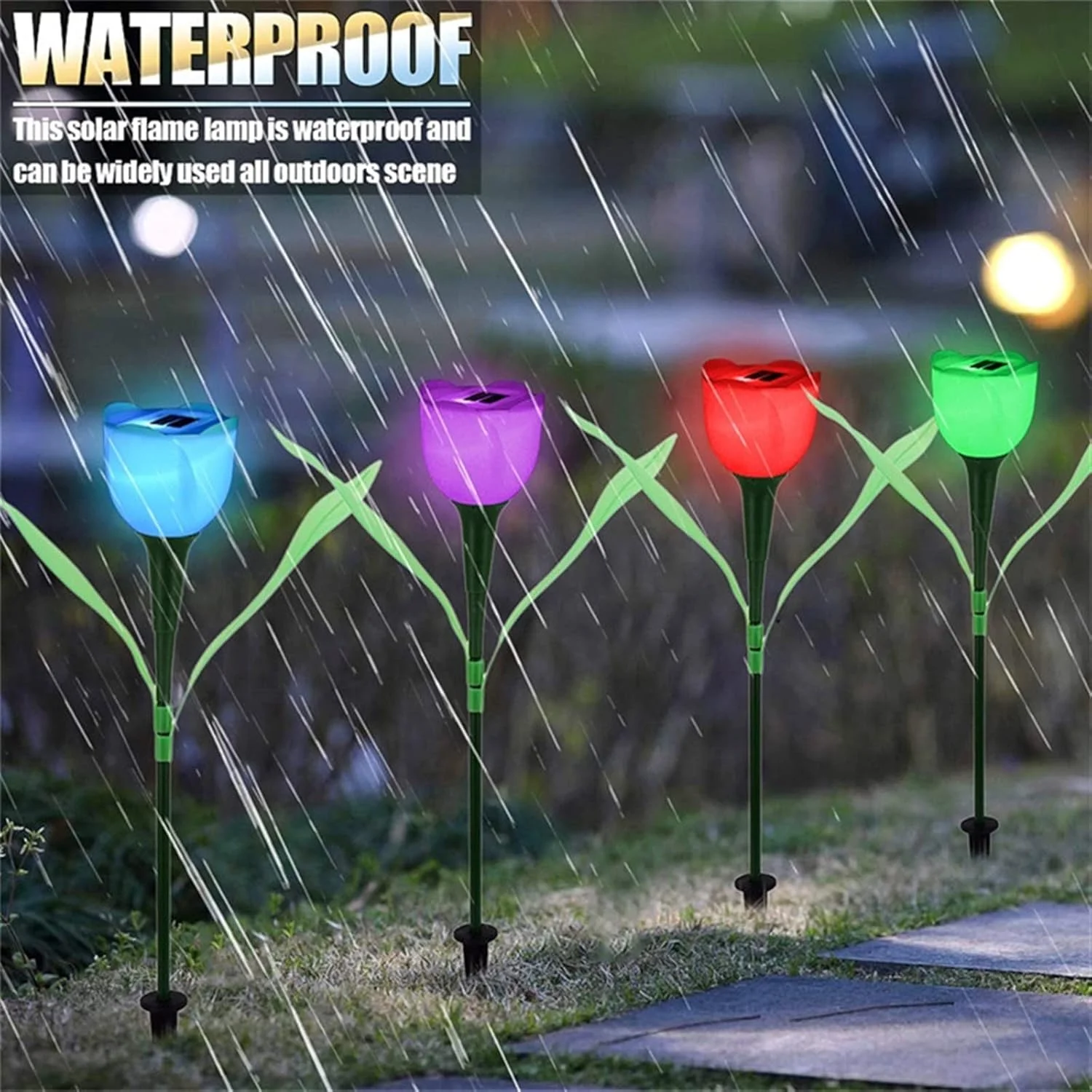 چراغ های حیاطی PULTRT، چراغ LED خورشیدی باغی برای فضای باز، چراغ محوطه سازی ضد آب خانگی، چراغ شب گل لاله برای حیاط و چمن (Hortel)