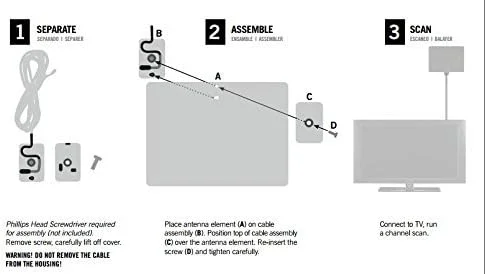 آنتن تلویزیون HD دیجیتال داخلی واینگارد مدل FL-1000 (آماده برای 4K/آماده برای ATSC 3.0/فوق العاده نازک) - آنتن تلویزیون داخلی با برد بلند 30 مایل