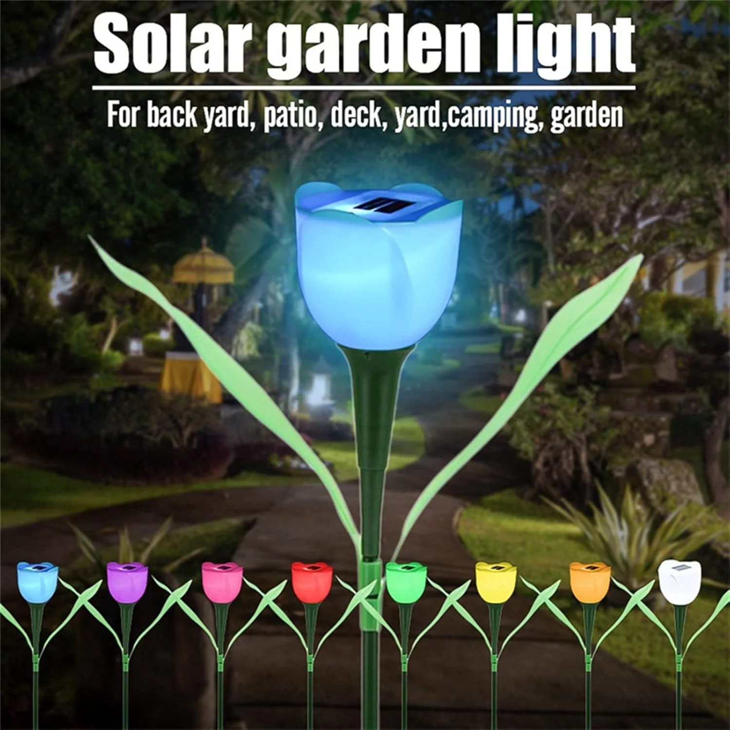 چراغ های حیاطی PULTRT، چراغ LED خورشیدی باغی برای فضای باز، چراغ محوطه سازی ضد آب خانگی، چراغ شب گل لاله برای حیاط و چمن (Hortel)
