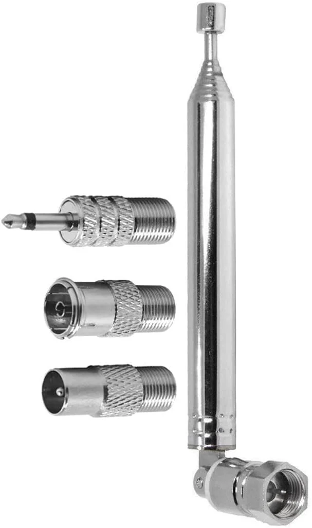 آنتن رادیو FM تلسکوپی جایگزین آنتن FM با طول 76 سانتی متر و 7 بخش به همراه کانکتور نر F-Type و 3 عدد مبدل برای رادیو، تلویزیون و AV آنتن رادیو FM تلسکوپی جایگزین آنتن FM با طول 76 سانتی متر و 7 بخش به همراه کانکتور نر F-Type و 3 عدد مبدل برای رادیو، تلویزیون و AV