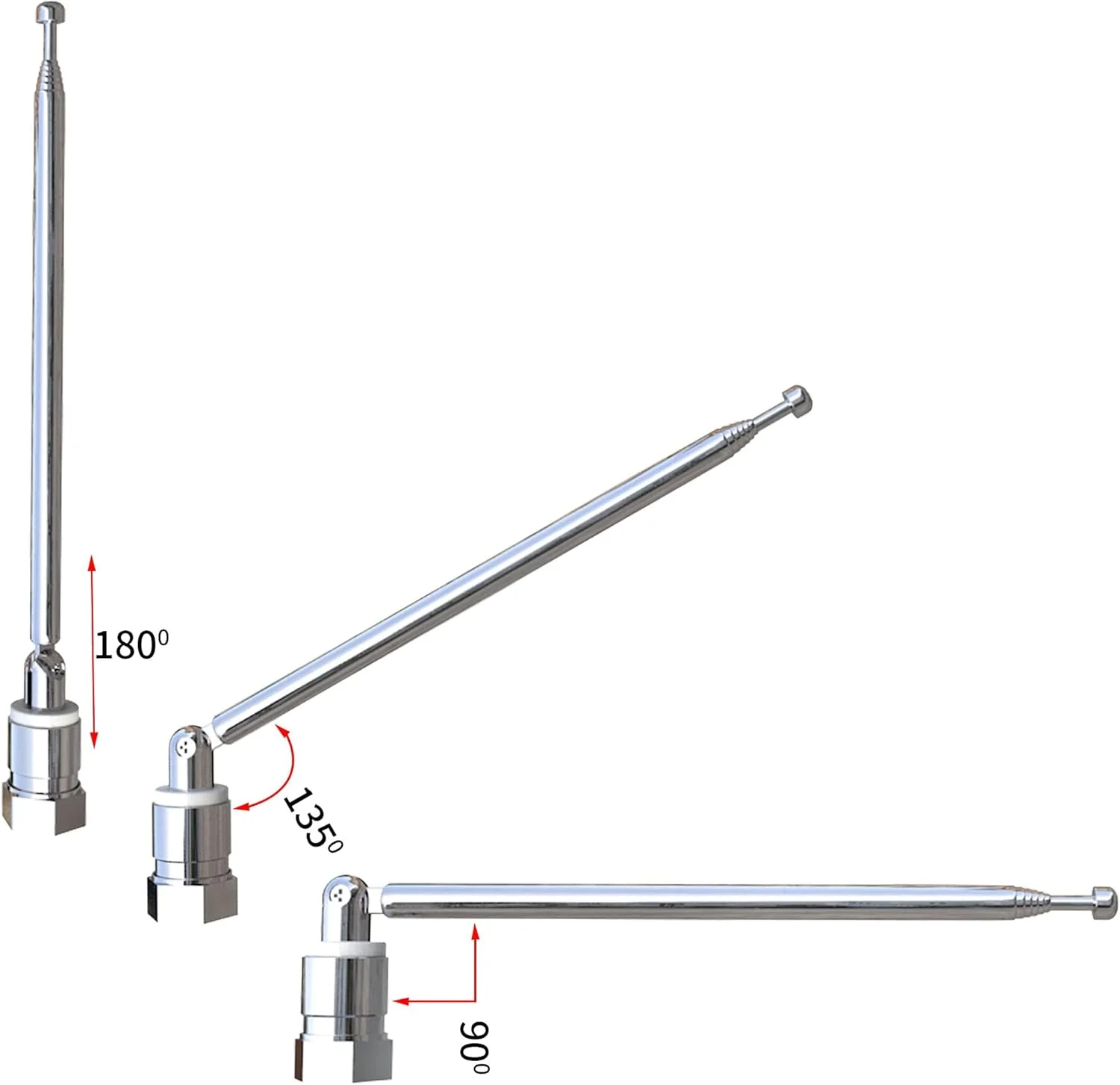 آنتن رادیو FM تلسکوپی جایگزین آنتن FM با طول 76 سانتی متر و 7 بخش به همراه کانکتور نر F-Type و 3 عدد مبدل برای رادیو، تلویزیون و AV