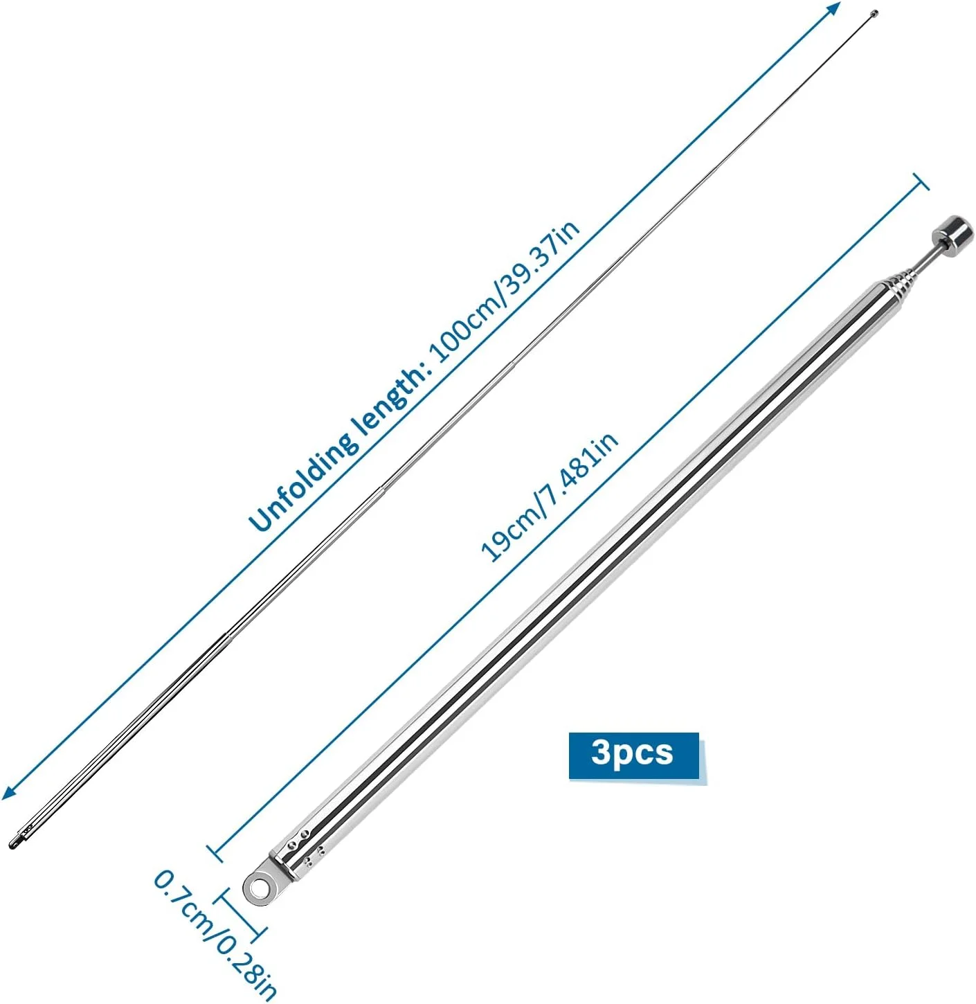 آنتن تلسکوپی جایگزین VooGenzek، 3 عدد، 100 سانتی متری، 7 قسمتی، جایگزین آنتن DAB FM، آنتن رادیویی قابل حمل، برای دریافت استریو DAB AM/FM آنتن تلسکوپی جایگزین VooGenzek، 3 عدد، 100 سانتی متری، 7 قسمتی، جایگزین آنتن DAB FM، آنتن رادیویی قابل حمل، برای دریافت استریو DAB AM/FM