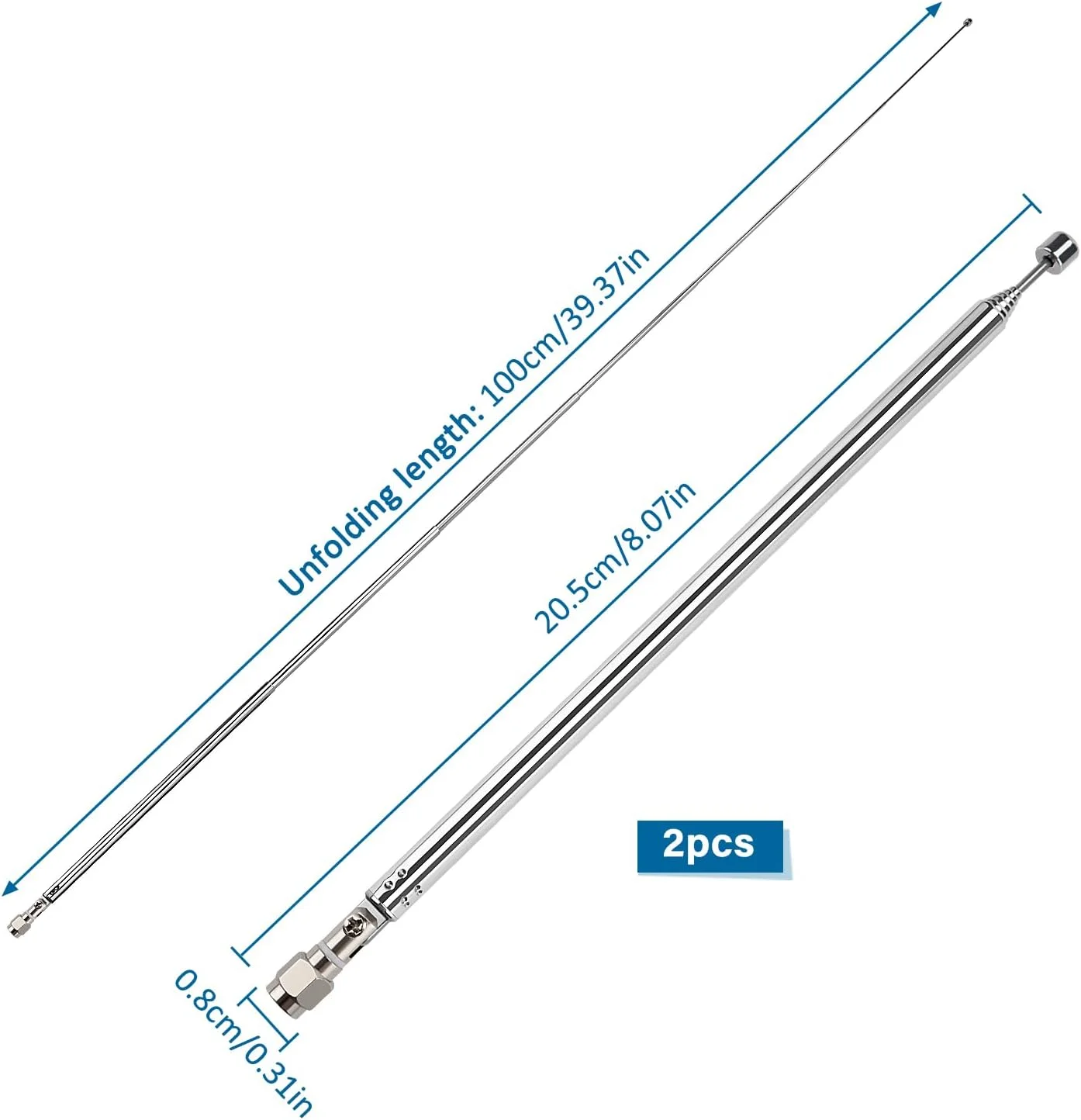 آنتن تلسکوپی جایگزین VooGenzek، دو عددی، 100 سانتی متری، 7 قسمتی، آنتن DAB FM، آنتن رادیو قابل حمل، با کانکتور SMA نر، برای دریافت استریو DAB AM/FM آنتن تلسکوپی جایگزین VooGenzek، دو عددی، 100 سانتی متری، 7 قسمتی، آنتن DAB FM، آنتن رادیو قابل حمل، با کانکتور SMA نر، برای دریافت استریو DAB AM/FM
