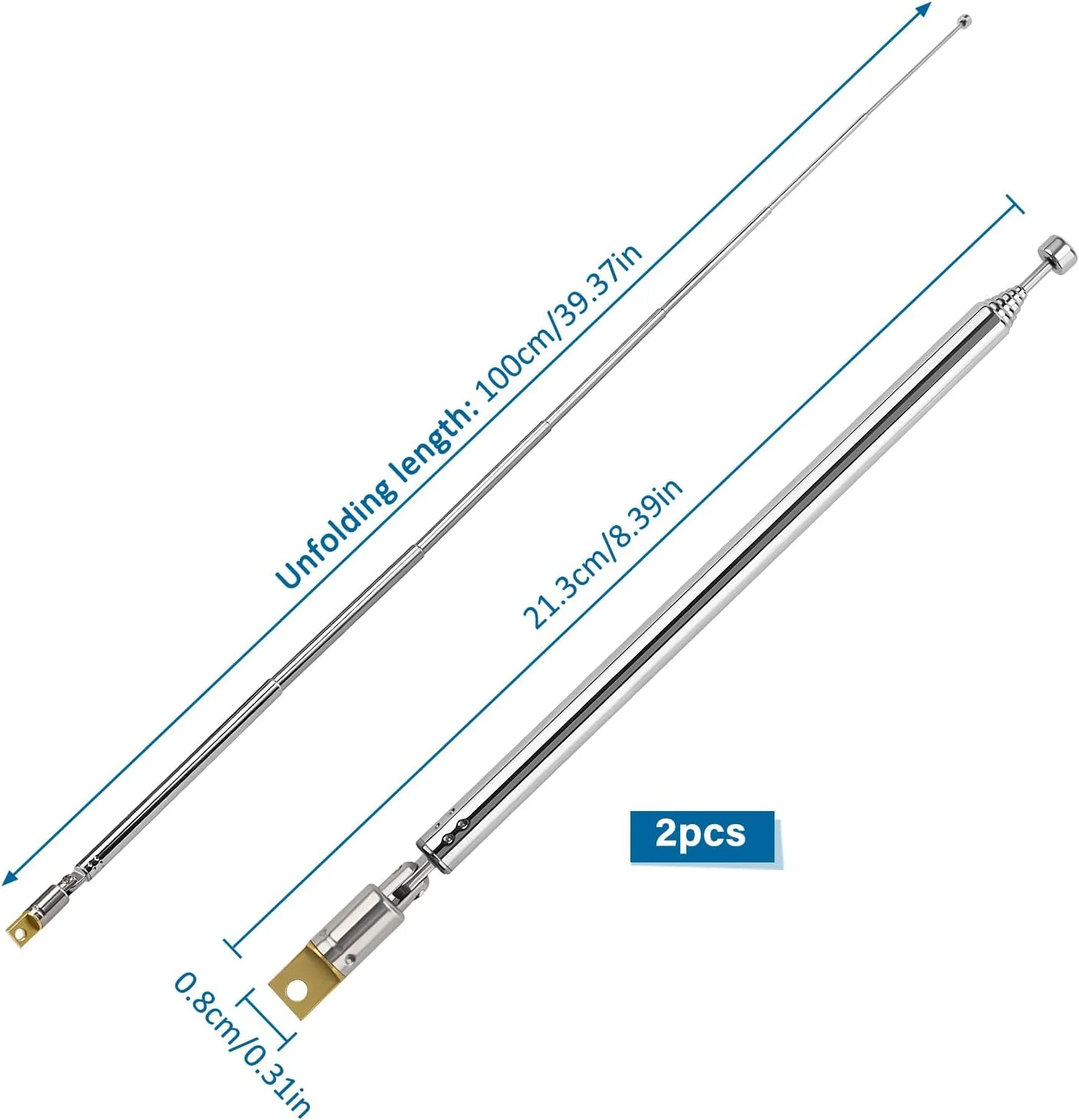 ووگنزک بسته 2 عددی آنتن تلسکوپی 100 سانتی متری 7 قسمتی FM، آنتن تلسکوپی جایگزین رادیو قابل حمل FM برای گیرنده استریو رادیو تلویزیون DAB FM/AM ووگنزک بسته 2 عددی آنتن تلسکوپی 100 سانتی متری 7 قسمتی FM، آنتن تلسکوپی جایگزین رادیو قابل حمل FM برای گیرنده استریو رادیو تلویزیون DAB FM/AM