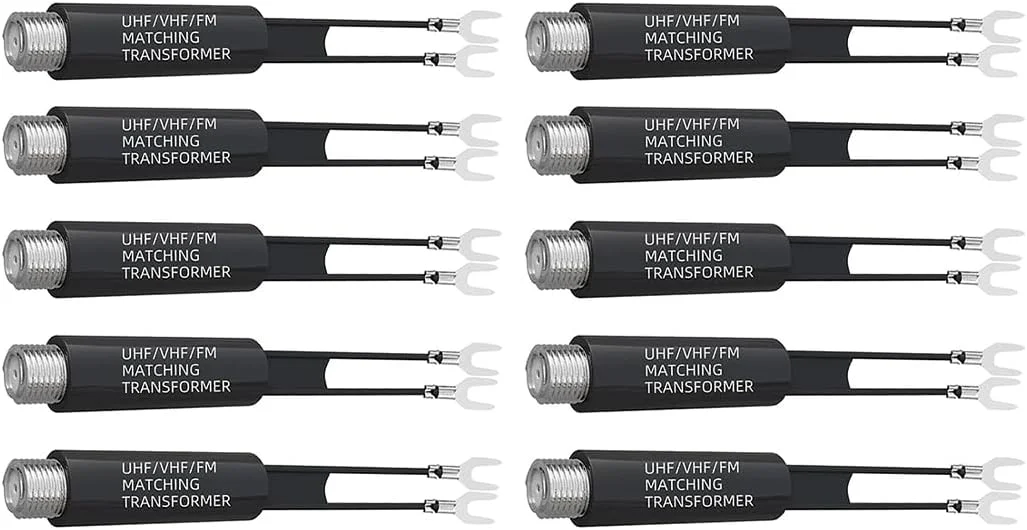 VOANZO بسته 10 عددی آداپتور 75 اهم به 300 اهم UHF VHF FM Balun مبدل آنتن با جک مادگی F برای آنتن کواکسیال رادیو تلویزیون VOANZO بسته 10 عددی آداپتور 75 اهم به 300 اهم UHF VHF FM Balun مبدل آنتن با جک مادگی F برای آنتن کواکسیال رادیو تلویزیون