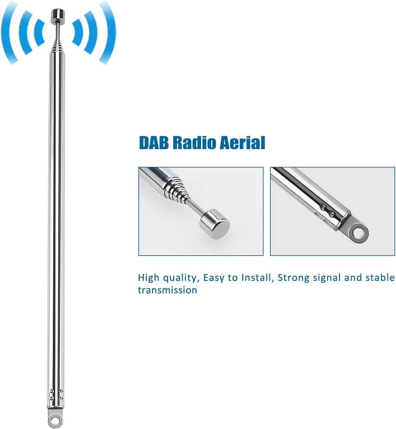 آنتن تلسکوپی جایگزین VooGenzek، 3 عدد، 100 سانتی متری، 7 قسمتی، جایگزین آنتن DAB FM، آنتن رادیویی قابل حمل، برای دریافت استریو DAB AM/FM آنتن تلسکوپی جایگزین VooGenzek، 3 عدد، 100 سانتی متری، 7 قسمتی، جایگزین آنتن DAB FM، آنتن رادیویی قابل حمل، برای دریافت استریو DAB AM/FM