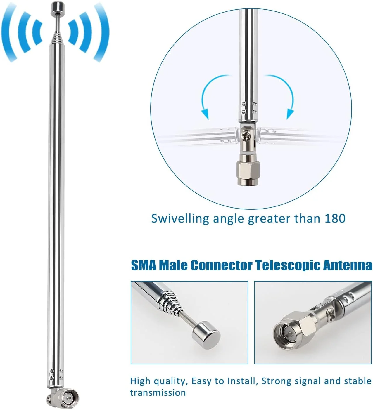 آنتن تلسکوپی جایگزین VooGenzek، دو عددی، 100 سانتی متری، 7 قسمتی، آنتن DAB FM، آنتن رادیو قابل حمل، با کانکتور SMA نر، برای دریافت استریو DAB AM/FM آنتن تلسکوپی جایگزین VooGenzek، دو عددی، 100 سانتی متری، 7 قسمتی، آنتن DAB FM، آنتن رادیو قابل حمل، با کانکتور SMA نر، برای دریافت استریو DAB AM/FM
