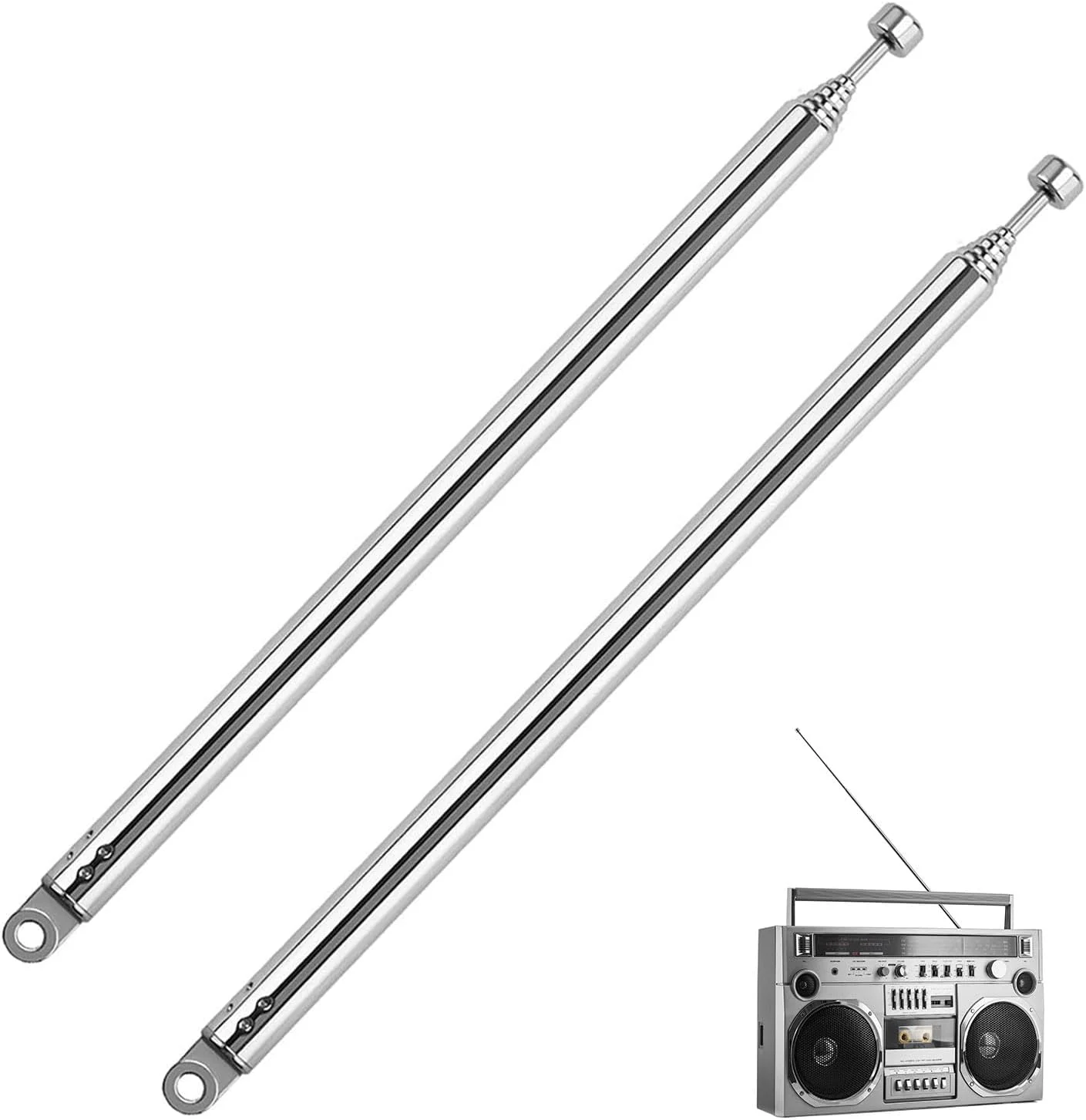 آنتن رادیویی FM DAB جایگزین، آنتن تلسکوپی 7 قسمتی تلسکوپی 75 سانتی متری AM FM، آنتن رادیویی قابل حمل، آنتن رادیویی برای دریافت FM VHF UHF استریو DVB-T، 2 عدد