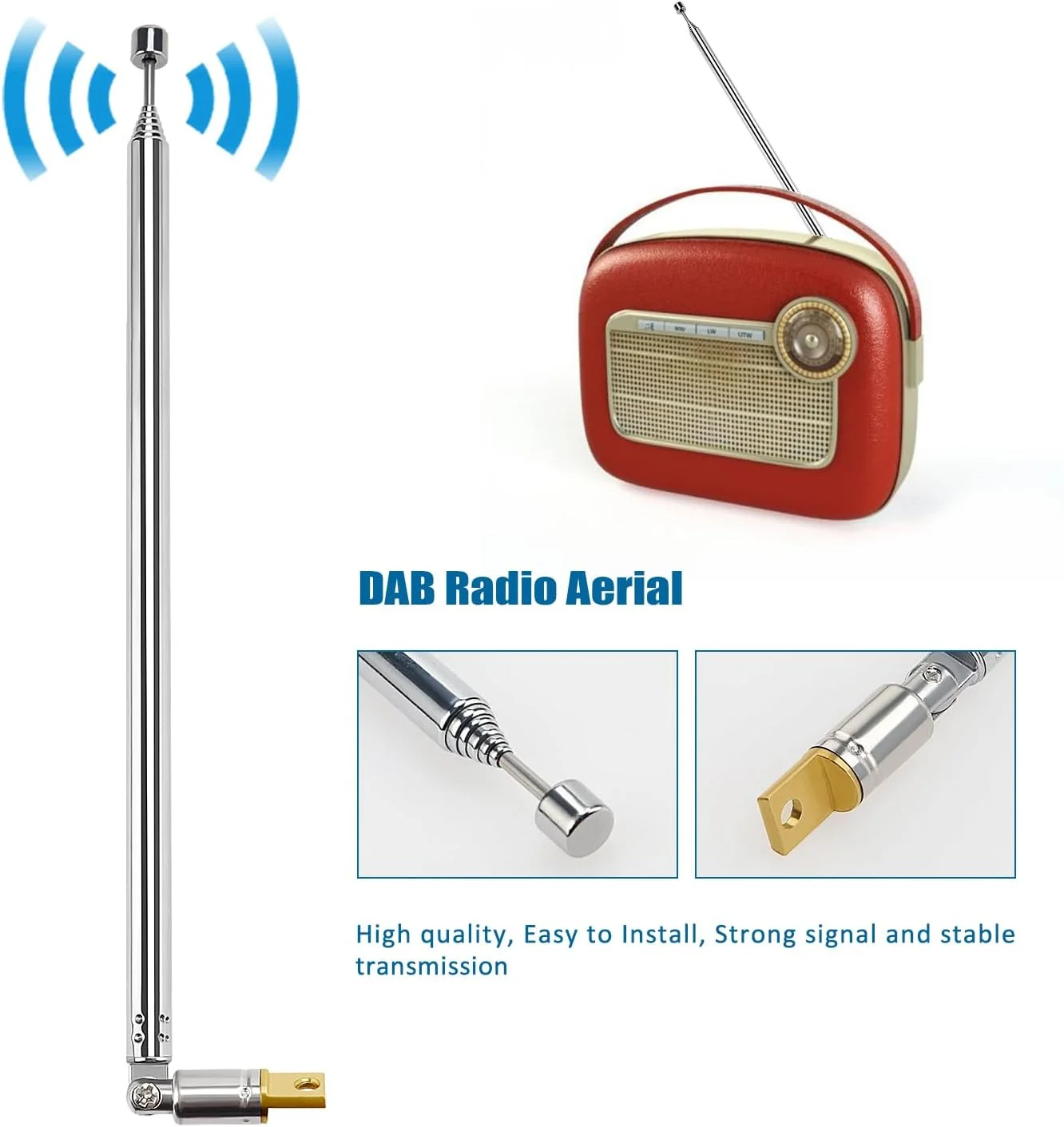 ووگنزک بسته 2 عددی آنتن تلسکوپی 100 سانتی متری 7 قسمتی FM، آنتن تلسکوپی جایگزین رادیو قابل حمل FM برای گیرنده استریو رادیو تلویزیون DAB FM/AM ووگنزک بسته 2 عددی آنتن تلسکوپی 100 سانتی متری 7 قسمتی FM، آنتن تلسکوپی جایگزین رادیو قابل حمل FM برای گیرنده استریو رادیو تلویزیون DAB FM/AM