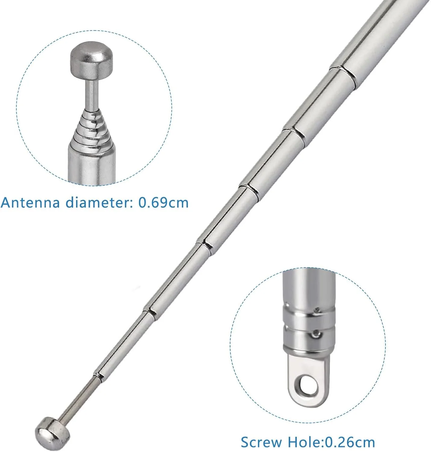 آنتن رادیویی FM DAB جایگزین، آنتن تلسکوپی 7 قسمتی تلسکوپی 75 سانتی متری AM FM، آنتن رادیویی قابل حمل، آنتن رادیویی برای دریافت FM VHF UHF استریو DVB-T، 2 عدد آنتن رادیویی FM DAB جایگزین، آنتن تلسکوپی 7 قسمتی تلسکوپی 75 سانتی متری AM FM، آنتن رادیویی قابل حمل، آنتن رادیویی برای دریافت FM VHF UHF استریو DVB-T، 2 عدد