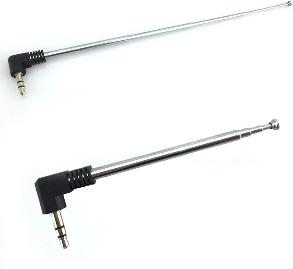 VizGiz بسته 2 عددی آنتن تلسکوپی رادیو FM AM 3.5 میلی متری، 4 قسمتی، آنتن تلسکوپی با کانکتور جک 1/8 اینچی، جمع شونده 8.5 سانتی متر - 25 سانتی متر برای تلفن همراه، بلندگوی بلوتوثی مینی رادیو پورت ANT