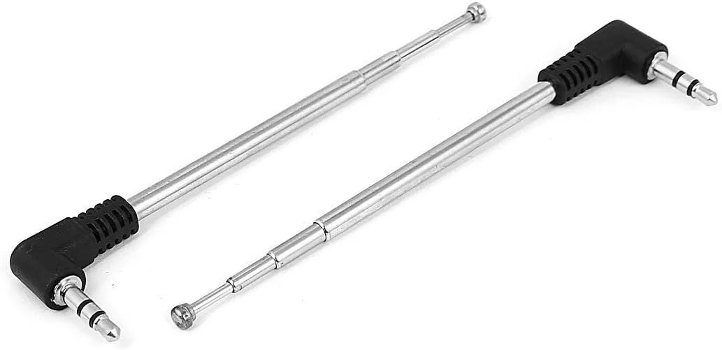 VizGiz بسته 2 عددی آنتن تلسکوپی رادیو FM AM 3.5 میلی متری، 4 قسمتی، آنتن تلسکوپی با کانکتور جک 1/8 اینچی، جمع شونده 8.5 سانتی متر - 25 سانتی متر برای تلفن همراه، بلندگوی بلوتوثی مینی رادیو پورت ANT