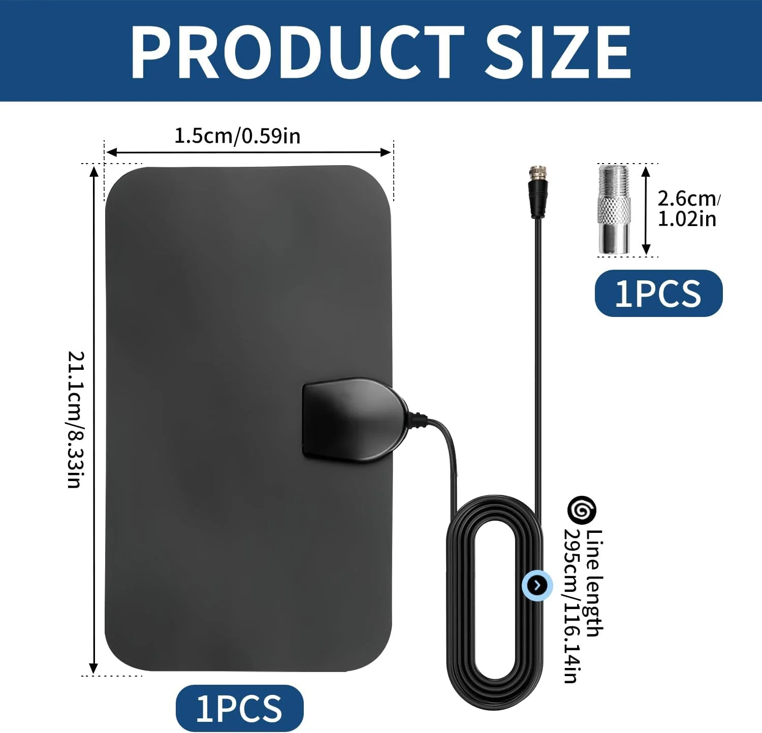 آنتن تلویزیون داخلی Verazquy، آنتن دیجیتال تلویزیون 4K تقویت شده با برد بلند 200+ مایل، کابل کواکسیال برای پشتیبانی از تلویزیون رایگان، تلویزیون HD محلی 4K 1080P و سایر وضوح کانال
